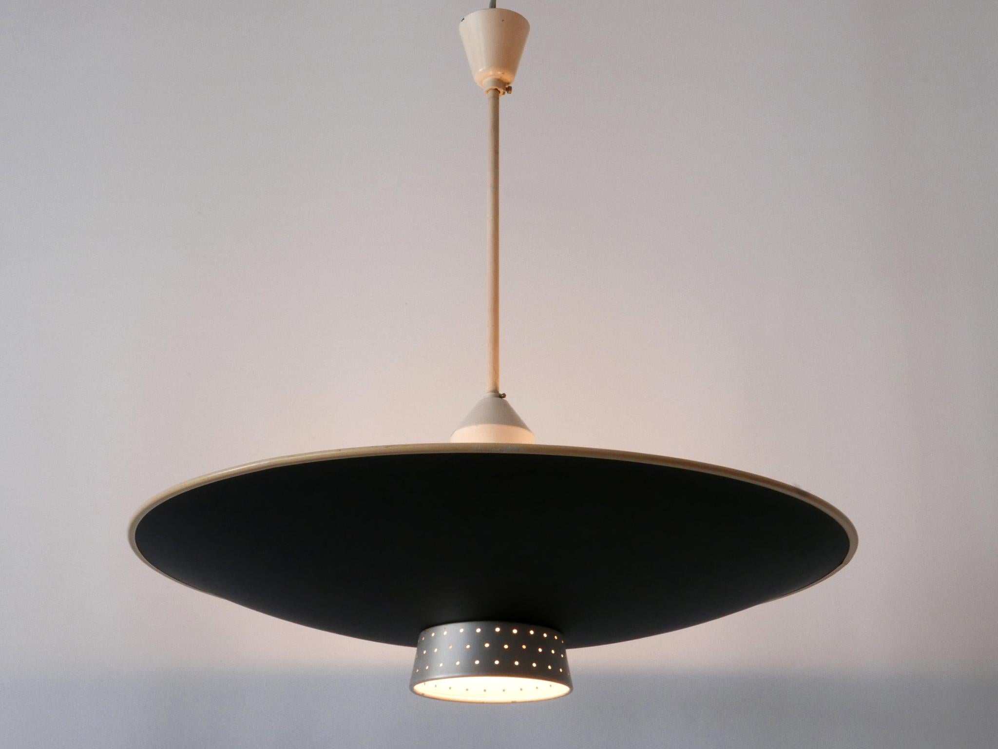 Aluminum Rare Mid Century Modern 4-Flamed Pendant Lamp DD 39 by Philips Netherlands 1950s For Sale