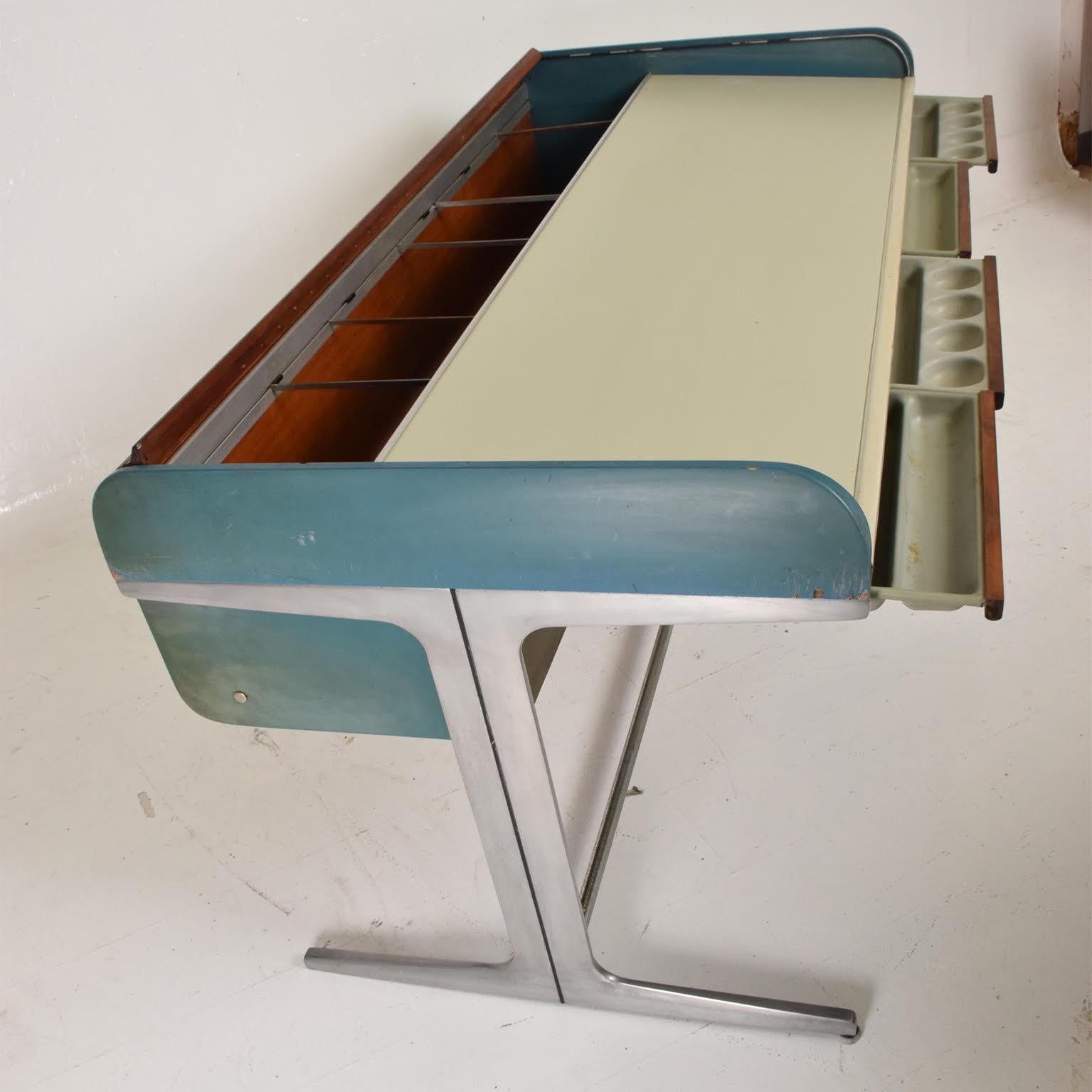 Aluminum Rare Mid-Century Modern Action Desk by George Nelson Robert Propst Herman Miller