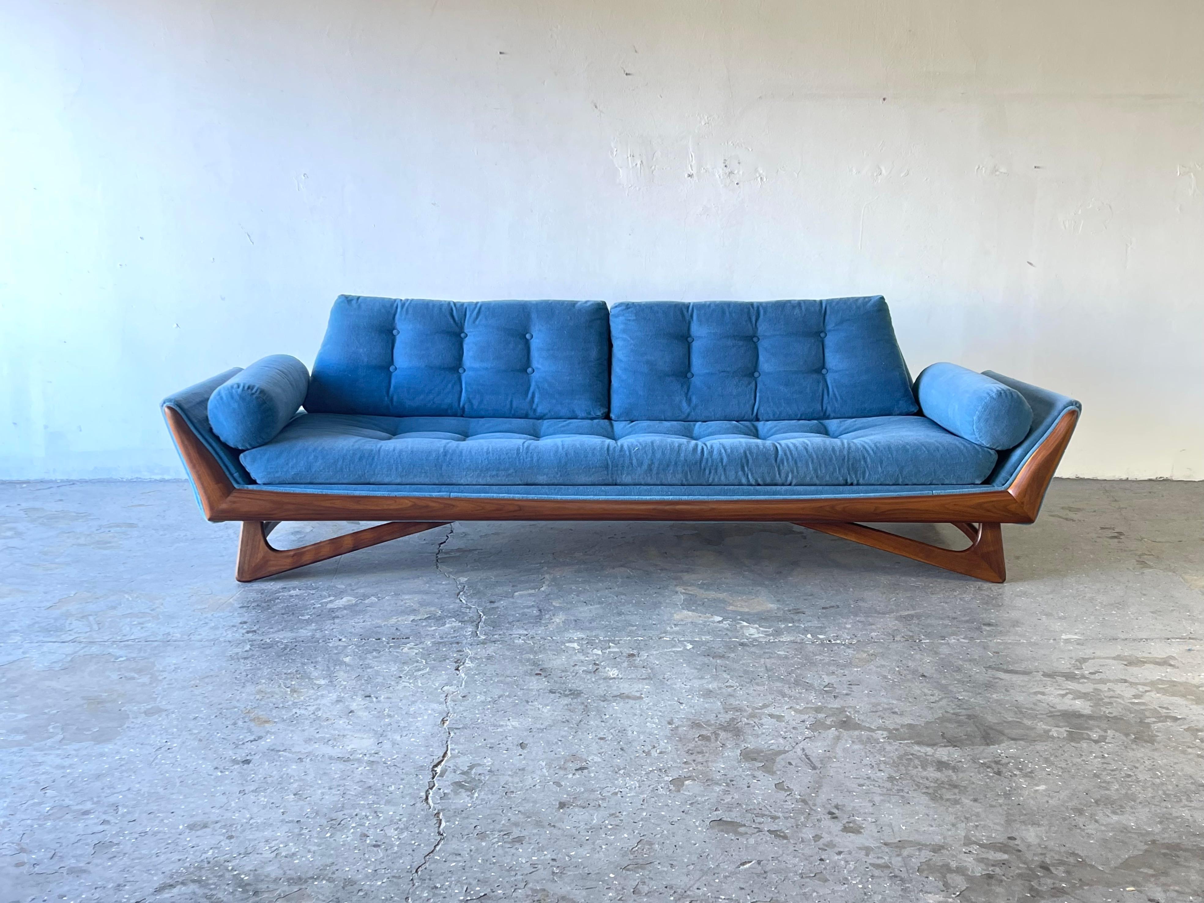 Rare sculptural Adrian Pearsall sofa for Craft Associates, . This is an unusual model with walnut base see how the legs go all the way to the back.

All walnut frame has been refurbished including joints, legs and frame. Fabric is not original but