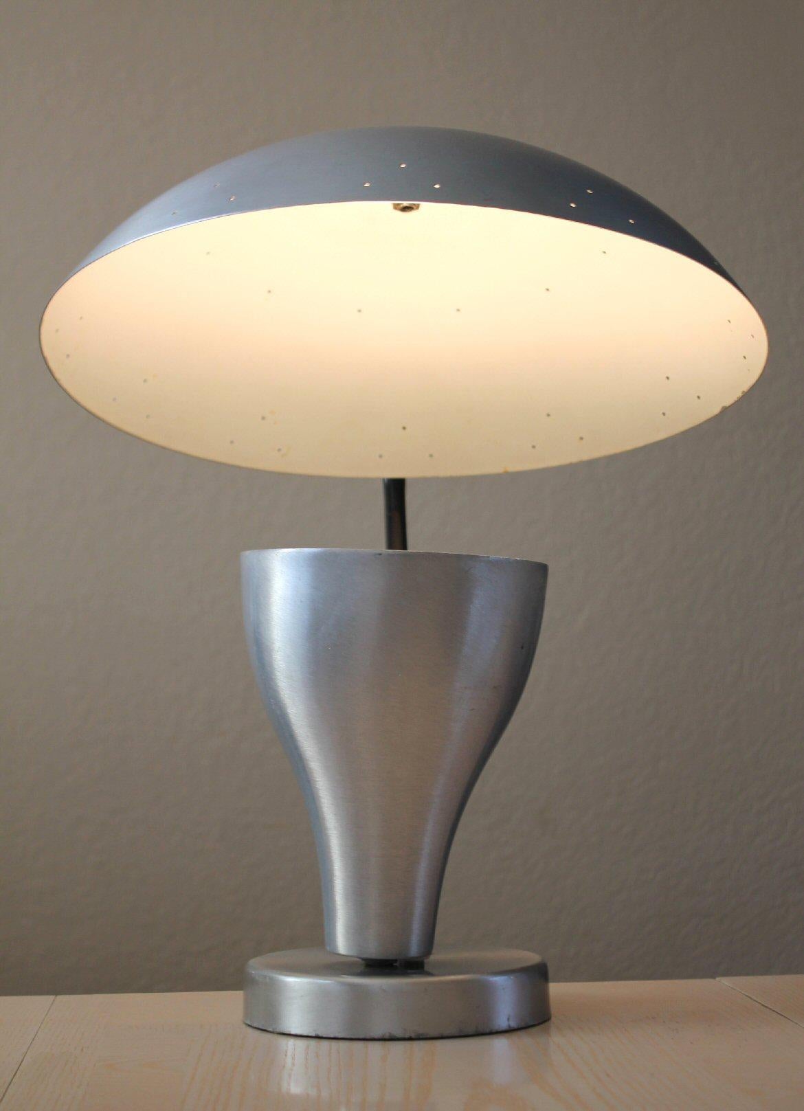 Mid Century Modern Aluminum Saucer Reflector Lamp Russel Wright 50s Art Deco For Sale 4