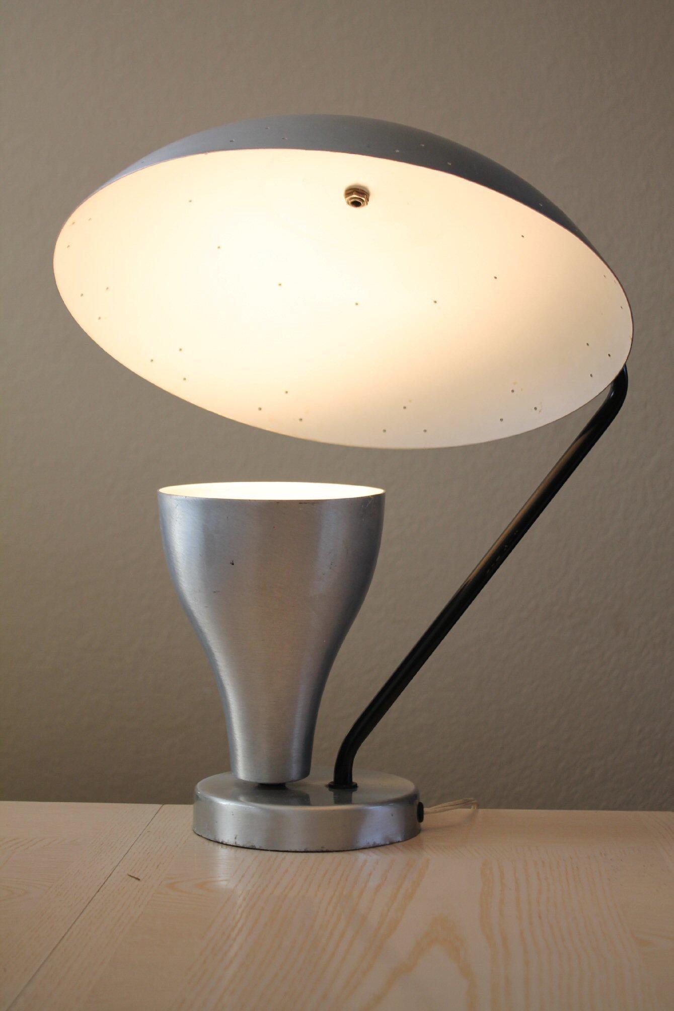 Mid Century Modern Aluminum Saucer Reflector Lamp Russel Wright 50s Art Deco For Sale 5