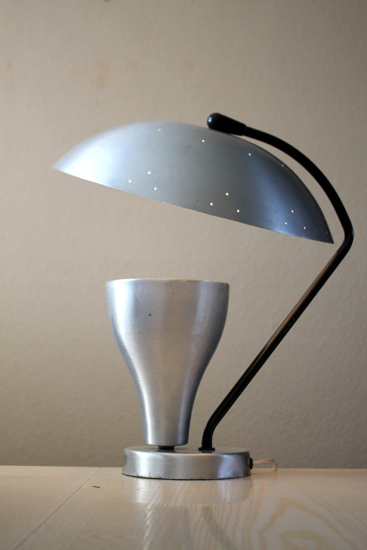 Mid Century Modern Aluminum Saucer Reflector Lamp Russel Wright 50s Art Deco For Sale 6