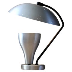 Lampe réflectrice de soucoupe en aluminium moderne du milieu du siècle Russel Wright, années 50, Art déco