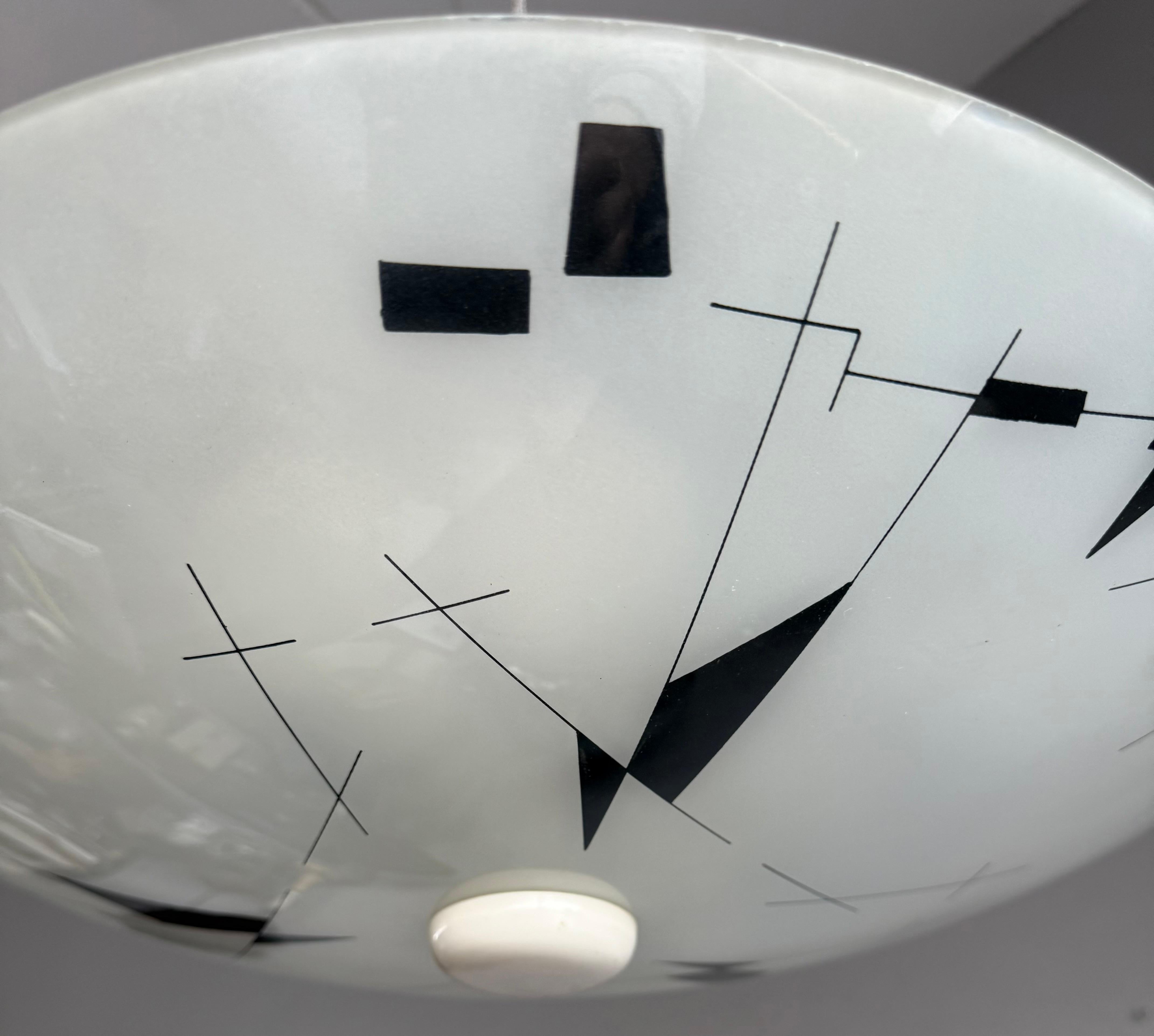Rare Mid-Century Modern Artistic Glass Art Flush Mount or Ceiling Light, 1950 For Sale 4