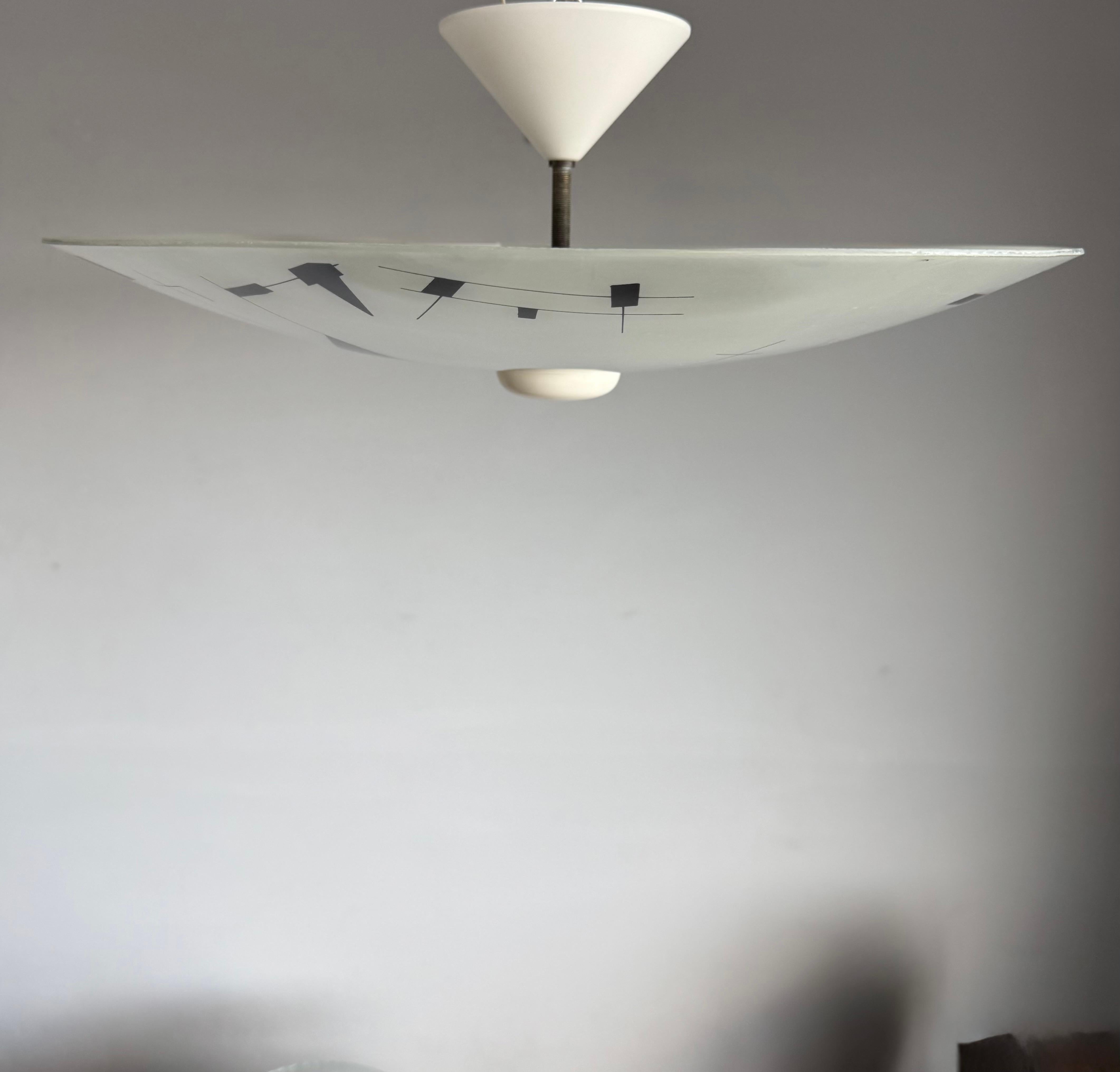 Rare Mid-Century Modern Artistic Glass Art Flush Mount or Ceiling Light, 1950 For Sale 5