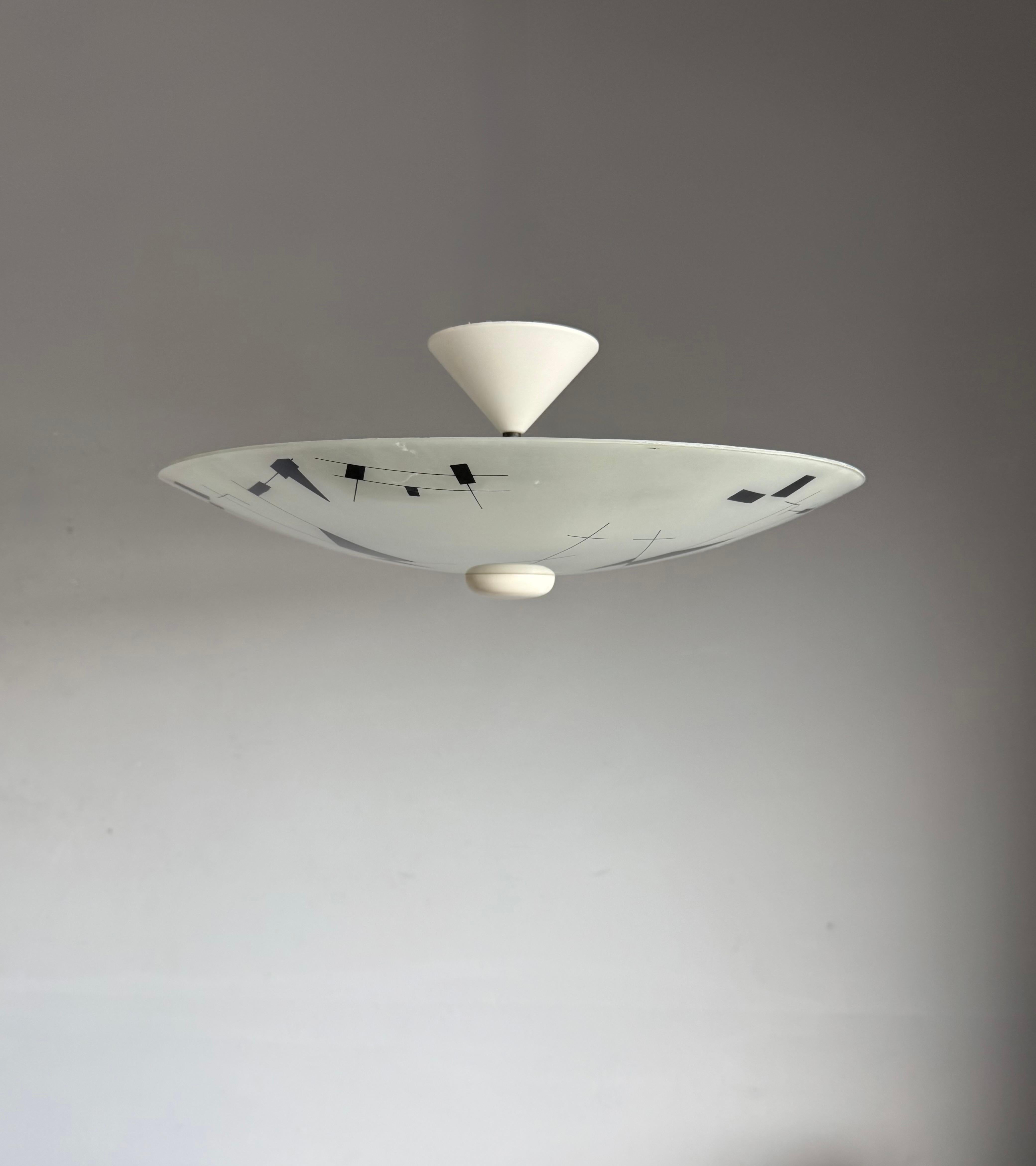 Rare Mid-Century Modern Artistic Glass Art Flush Mount or Ceiling Light, 1950 For Sale 6