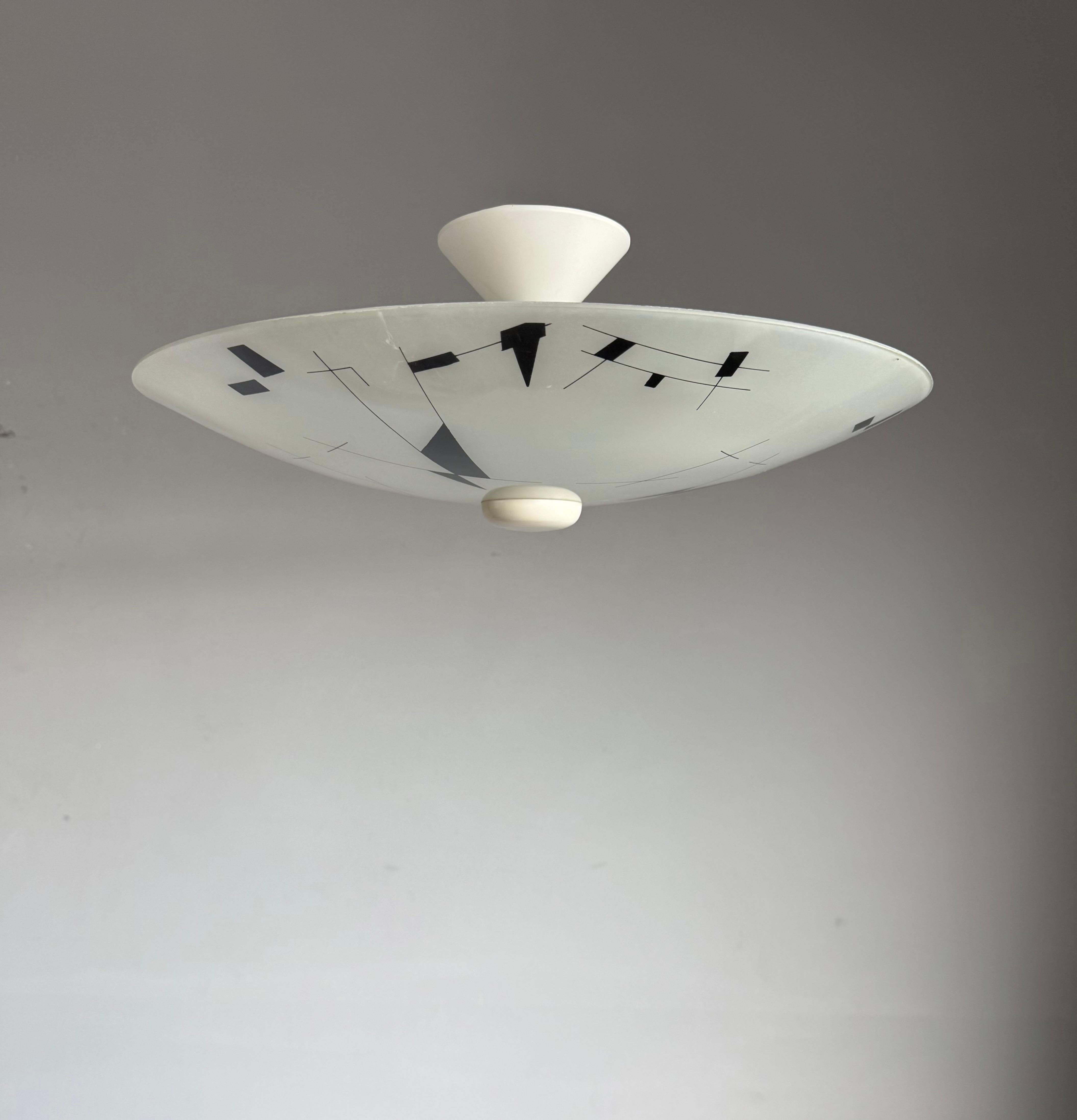 Rare Mid-Century Modern Artistic Glass Art Flush Mount or Ceiling Light, 1950 For Sale 7
