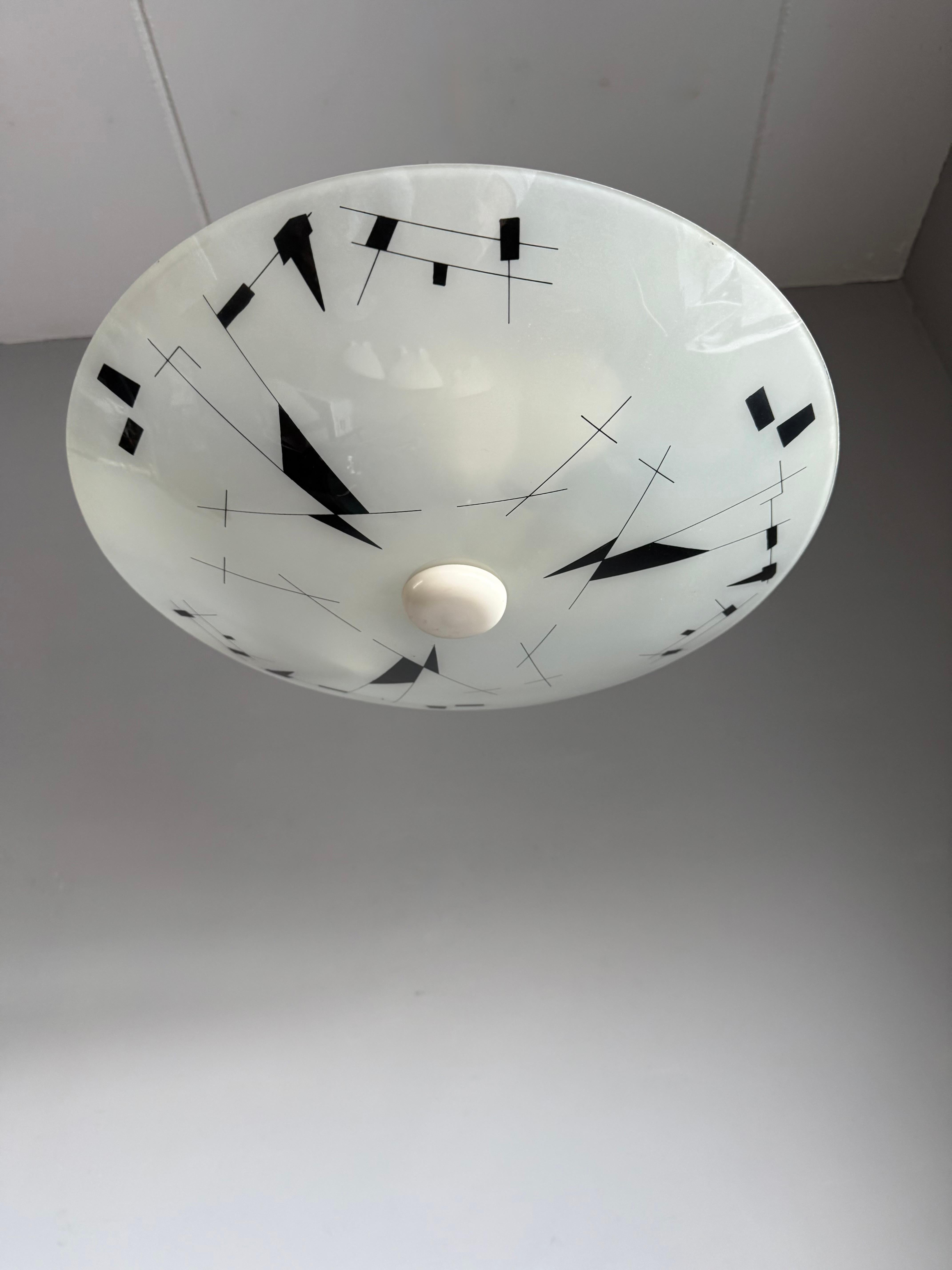 Rare Mid-Century Modern Artistic Glass Art Flush Mount or Ceiling Light, 1950 For Sale 8