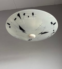 Seltene Einbau- oder Deckenleuchte aus künstlerischem Glas, Mid-Century Modern, 1950