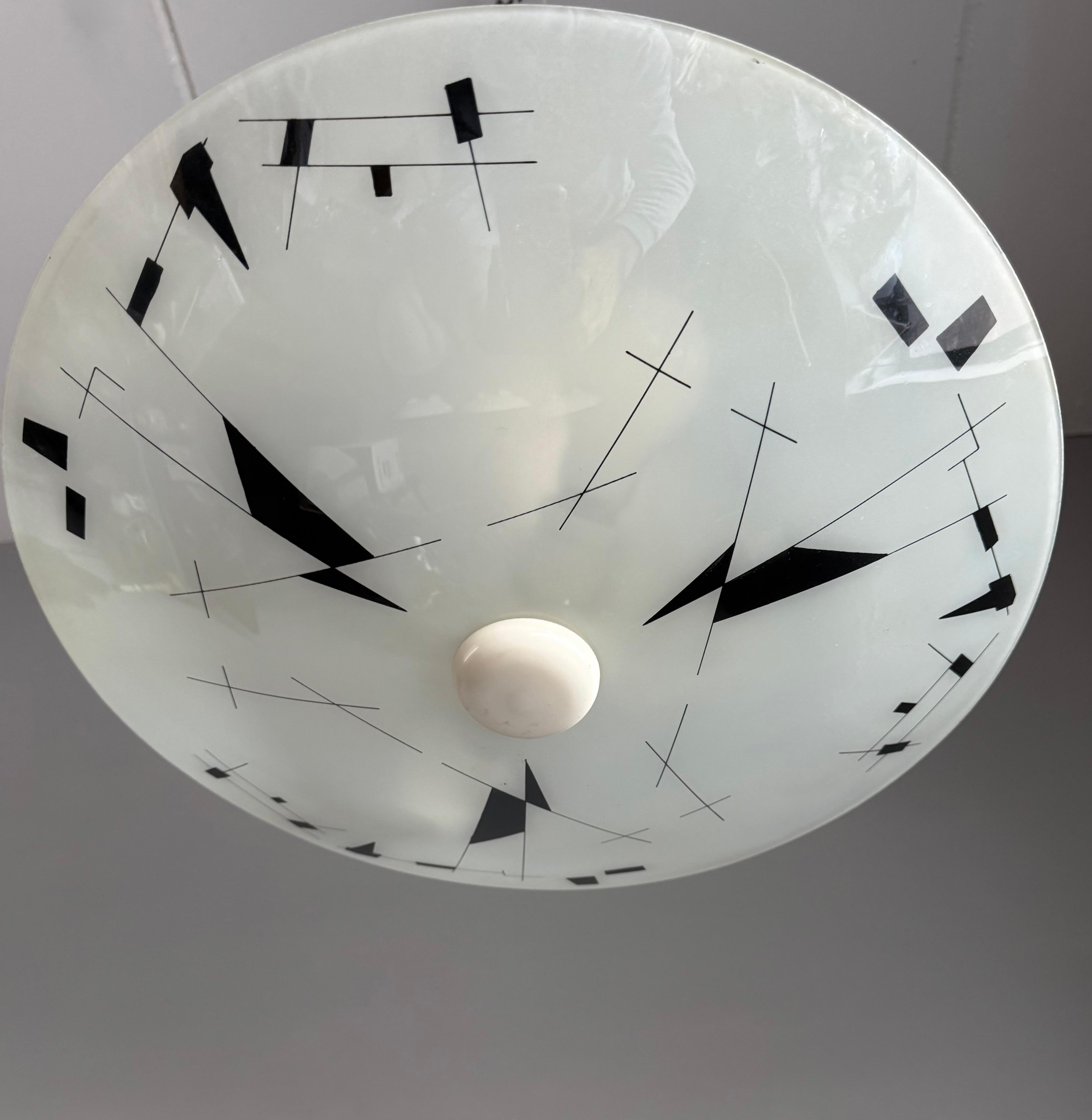 Rare Mid-Century Modern Artistic Glass Art Flush Mount or Ceiling Light, 1950 For Sale 2