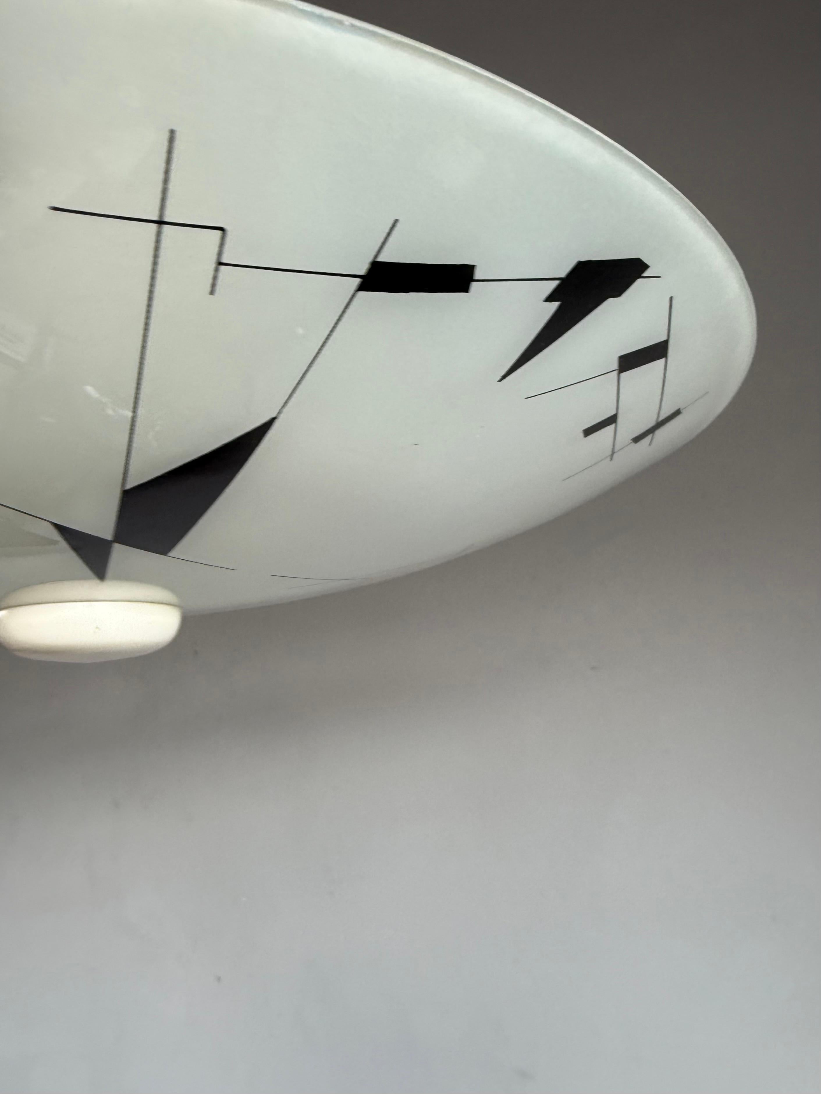 Rare Mid-Century Modern Artistic Glass Art Flush Mount or Ceiling Light, 1950 For Sale 3