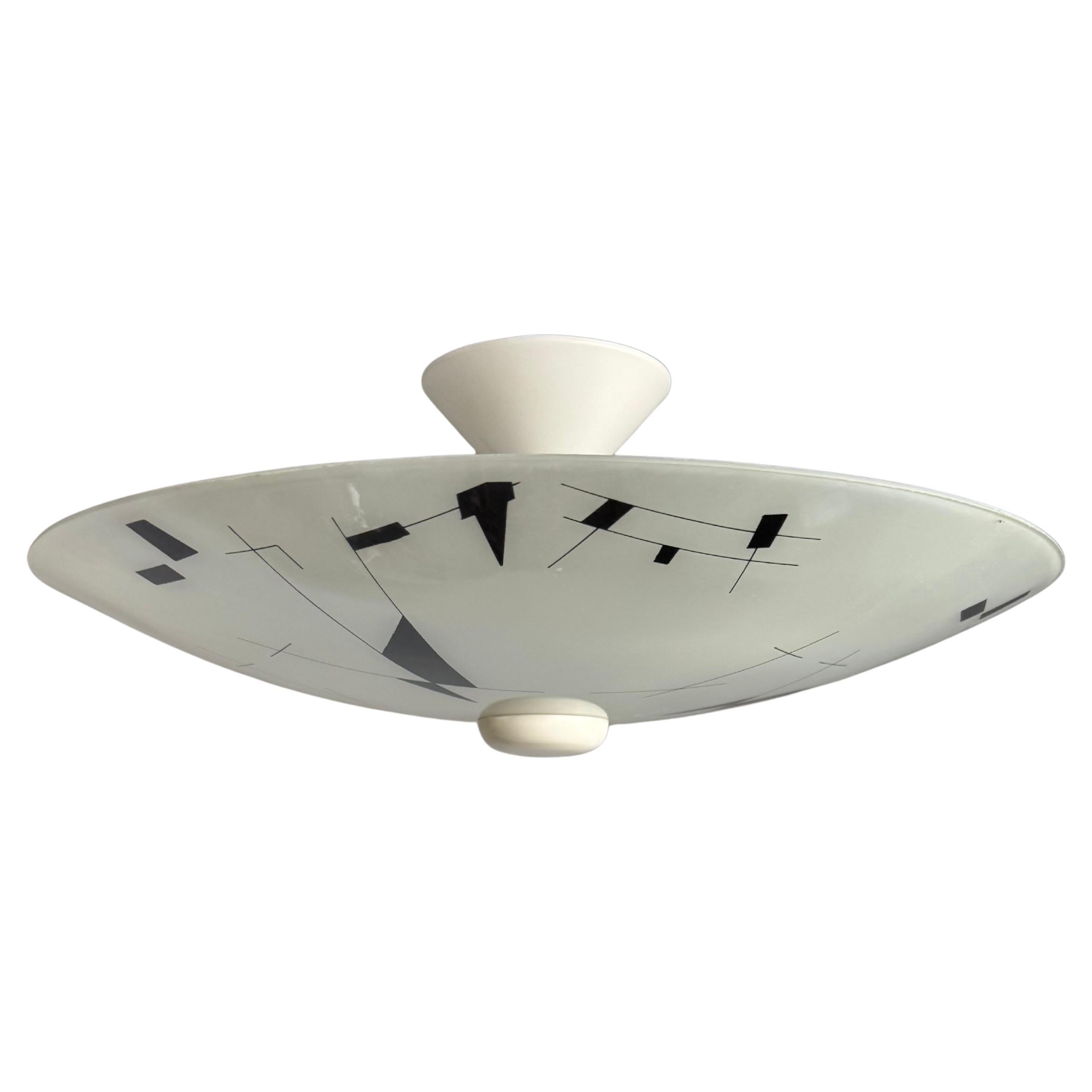 Rare Mid-Century Modern Artistic Glass Art Flush Mount or Ceiling Light, 1950