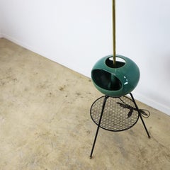 Rare Mid Century Modern Atomic Floor Lamp with Ceramic Flowerpot