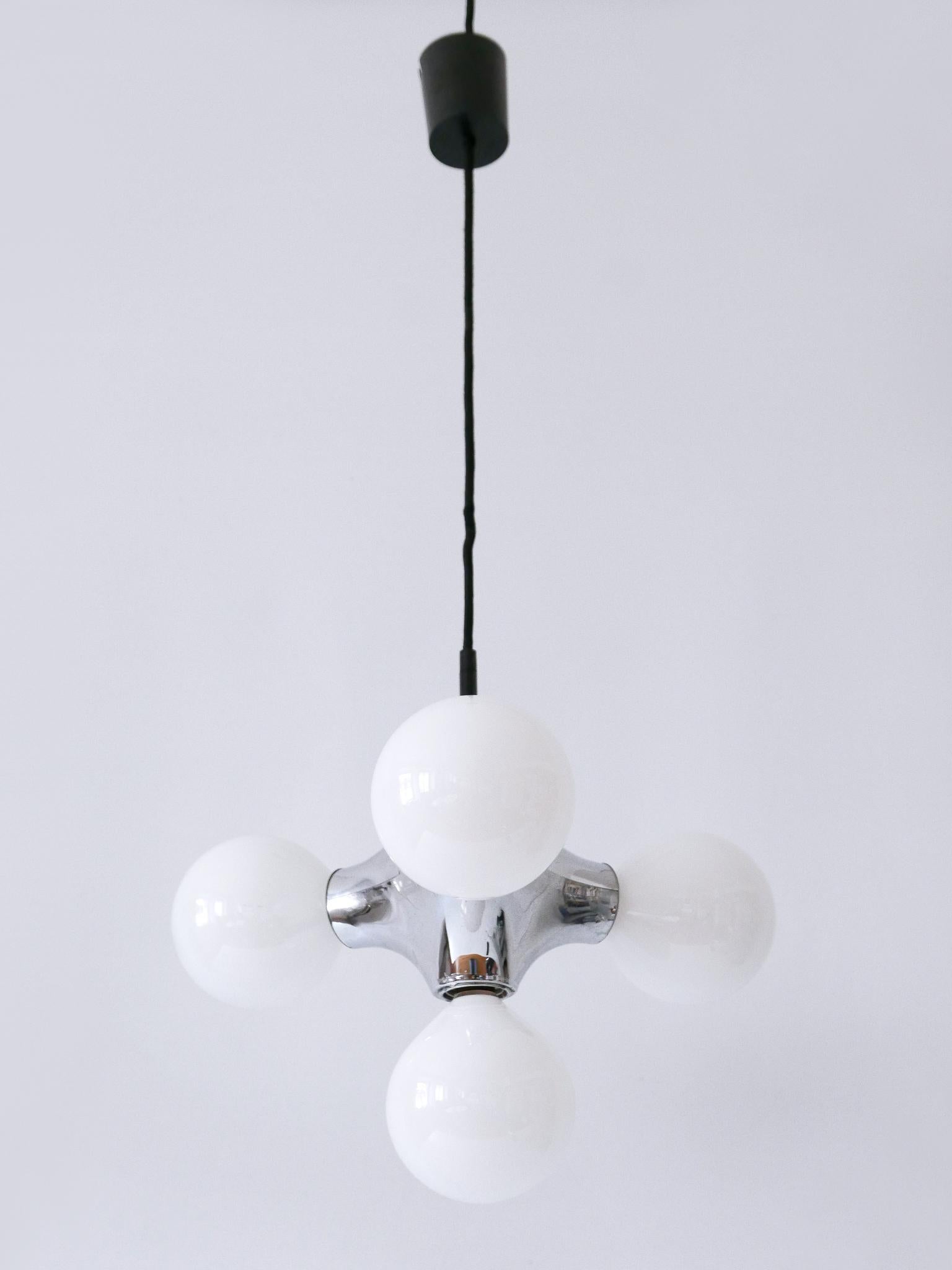 Rare Mid-Century Modern Atomic Pendant Lamp by Gebrüder Cosack Germany 1970s For Sale 3