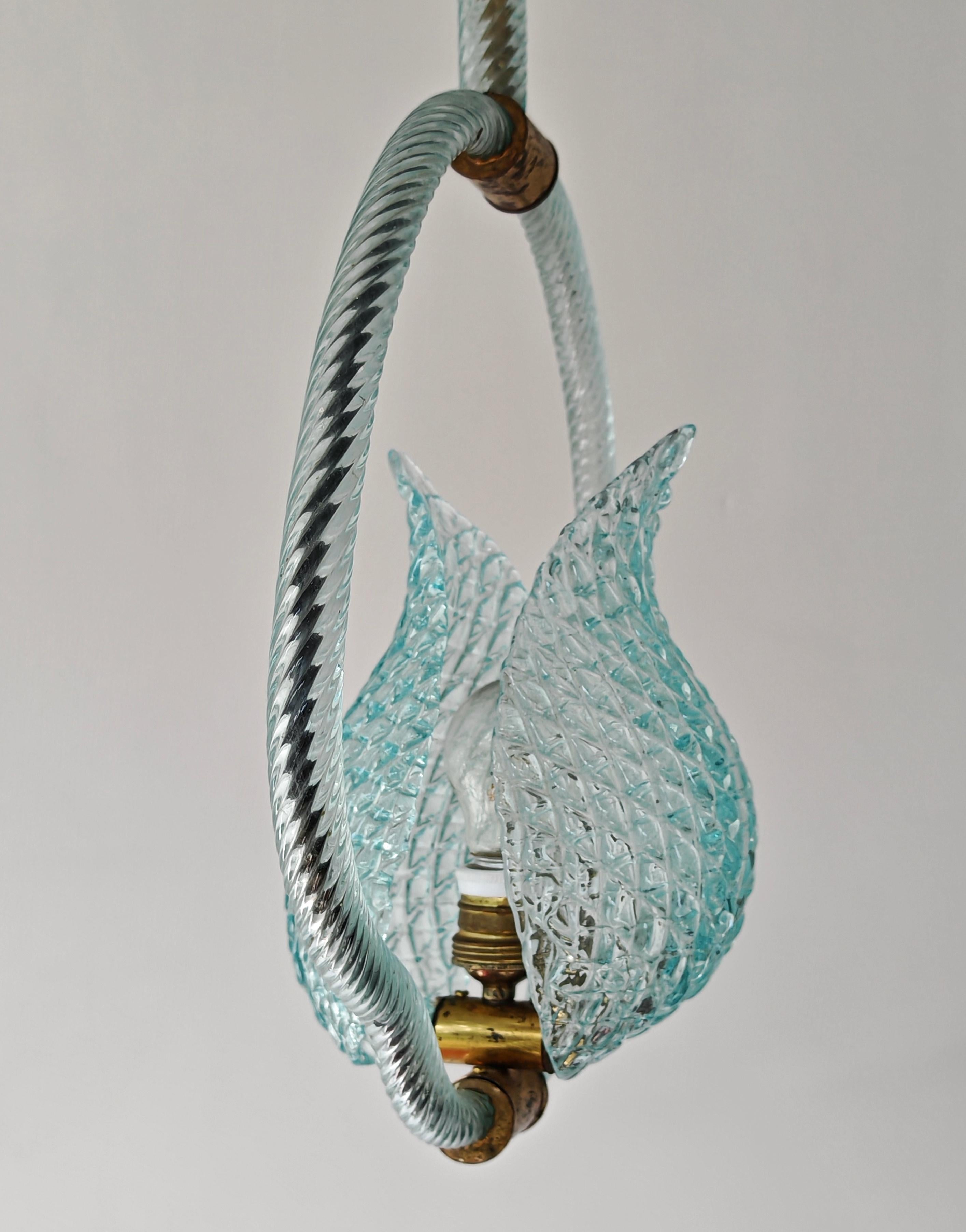 Rare Mid Century Modern Blue Jewel Pendant by Barovier and Toso, Italy 1950s For Sale 3