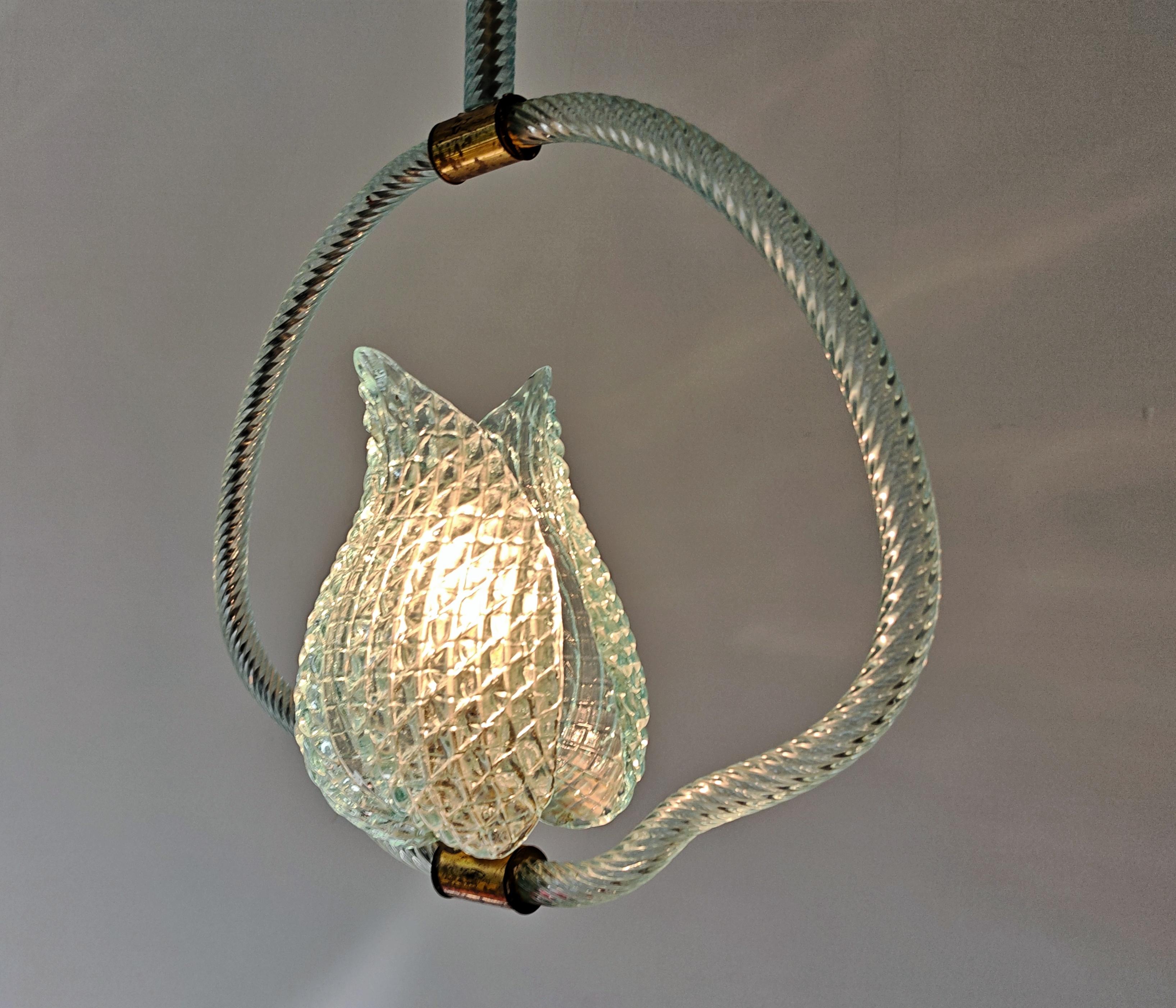 Rare Mid Century Modern Blue Jewel Pendant by Barovier and Toso, Italy 1950s For Sale 4