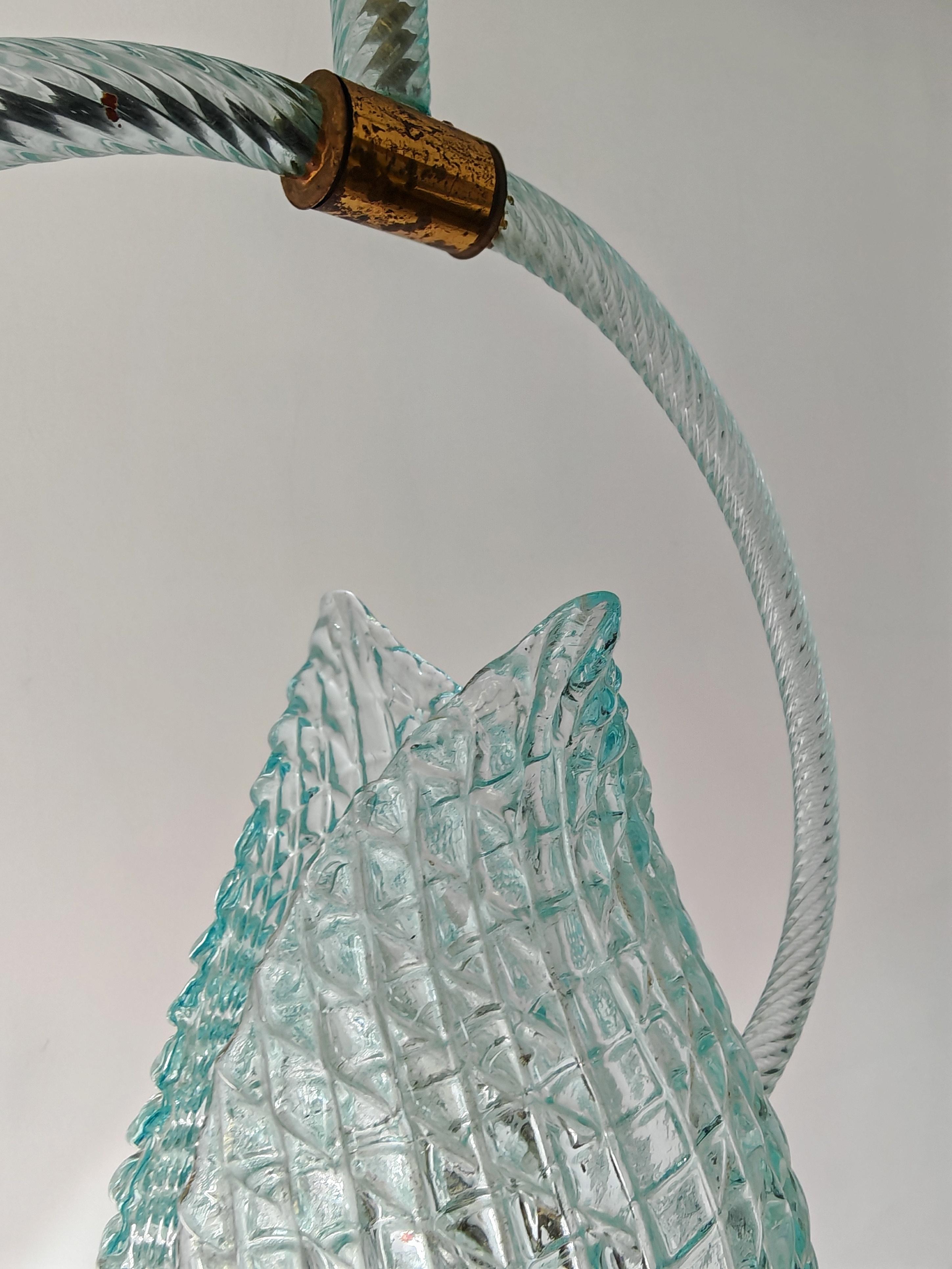 Rare Mid Century Modern Blue Jewel Pendant by Barovier and Toso, Italy 1950s For Sale 5