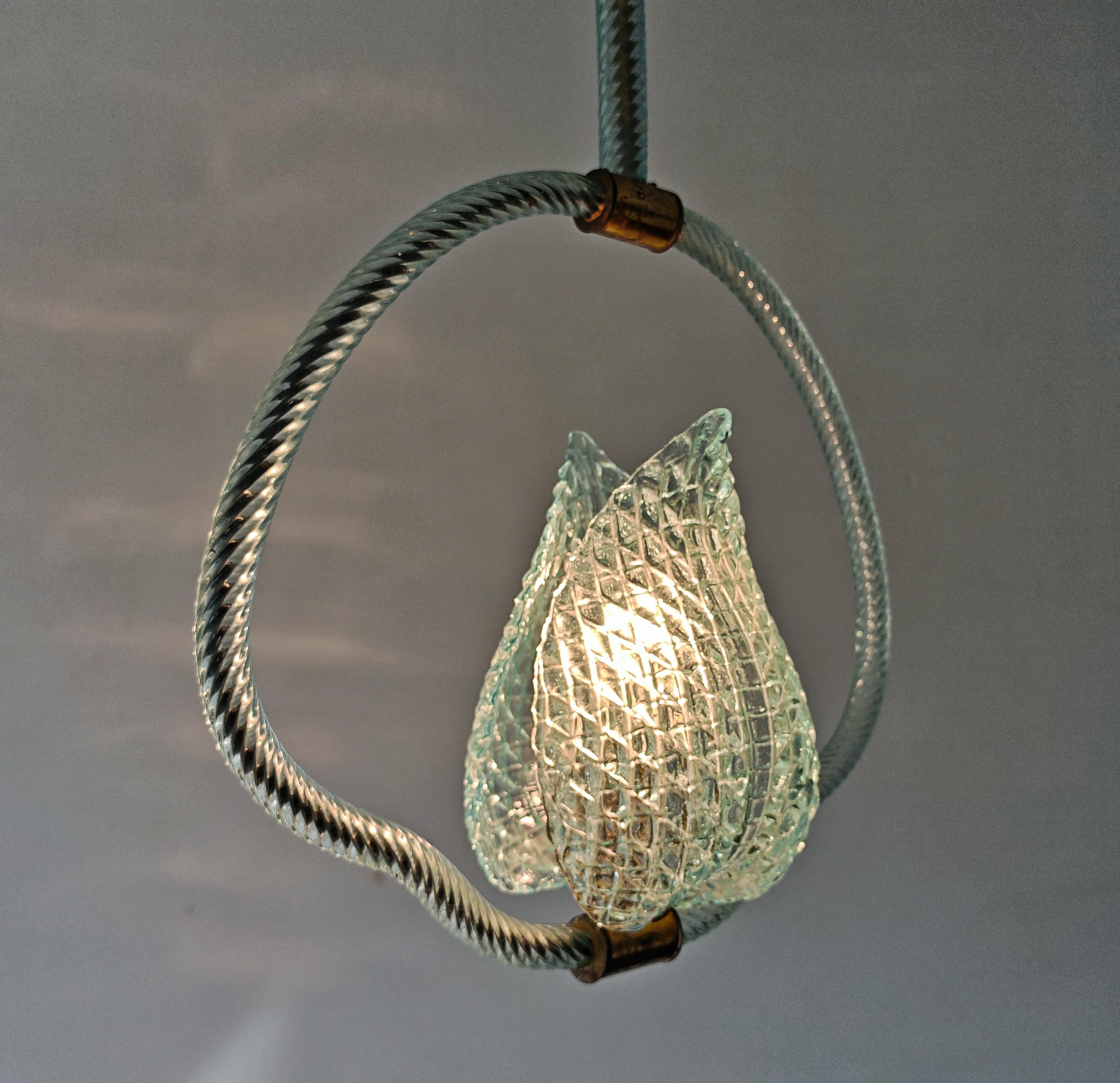 Rare Mid Century Modern Blue Jewel Pendant by Barovier and Toso, Italy 1950s For Sale 6