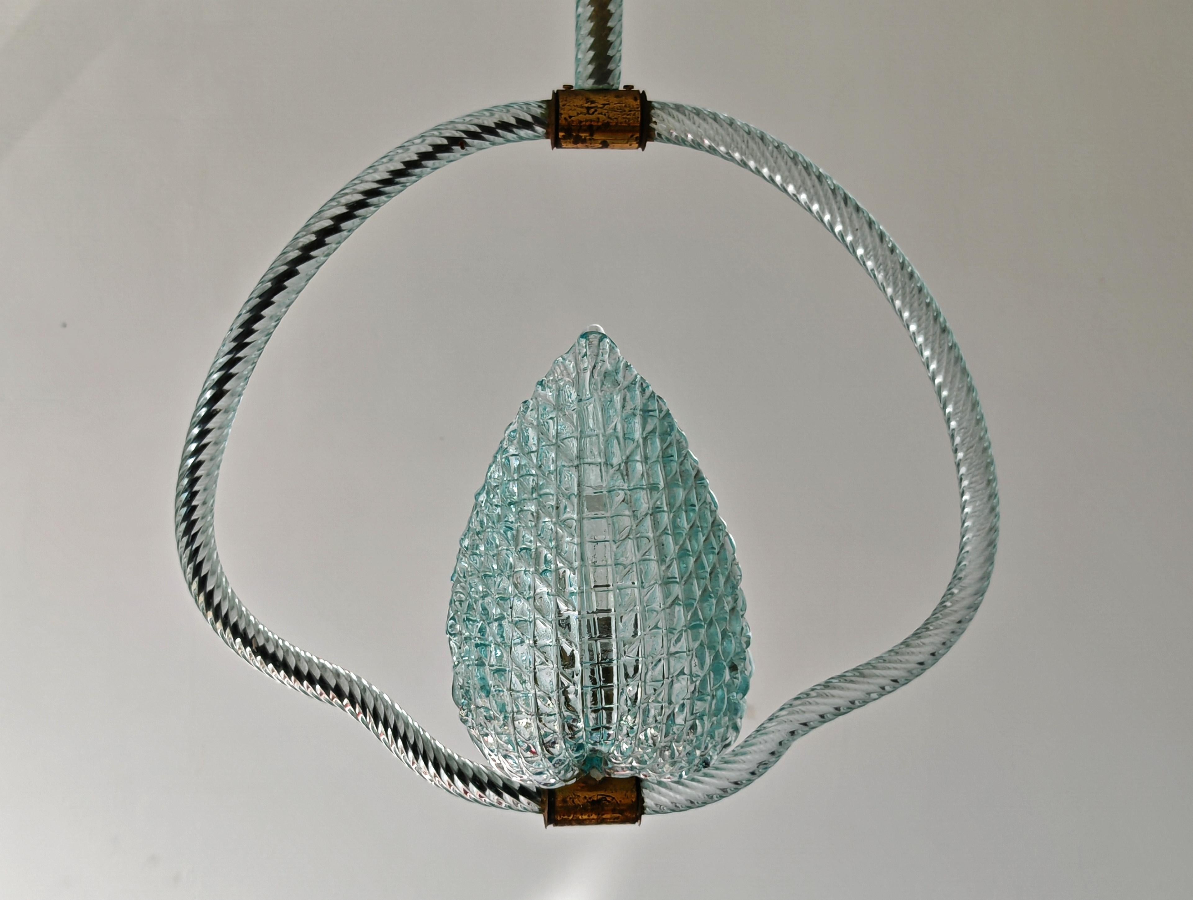 Italian Rare Mid Century Modern Blue Jewel Pendant by Barovier and Toso, Italy 1950s For Sale