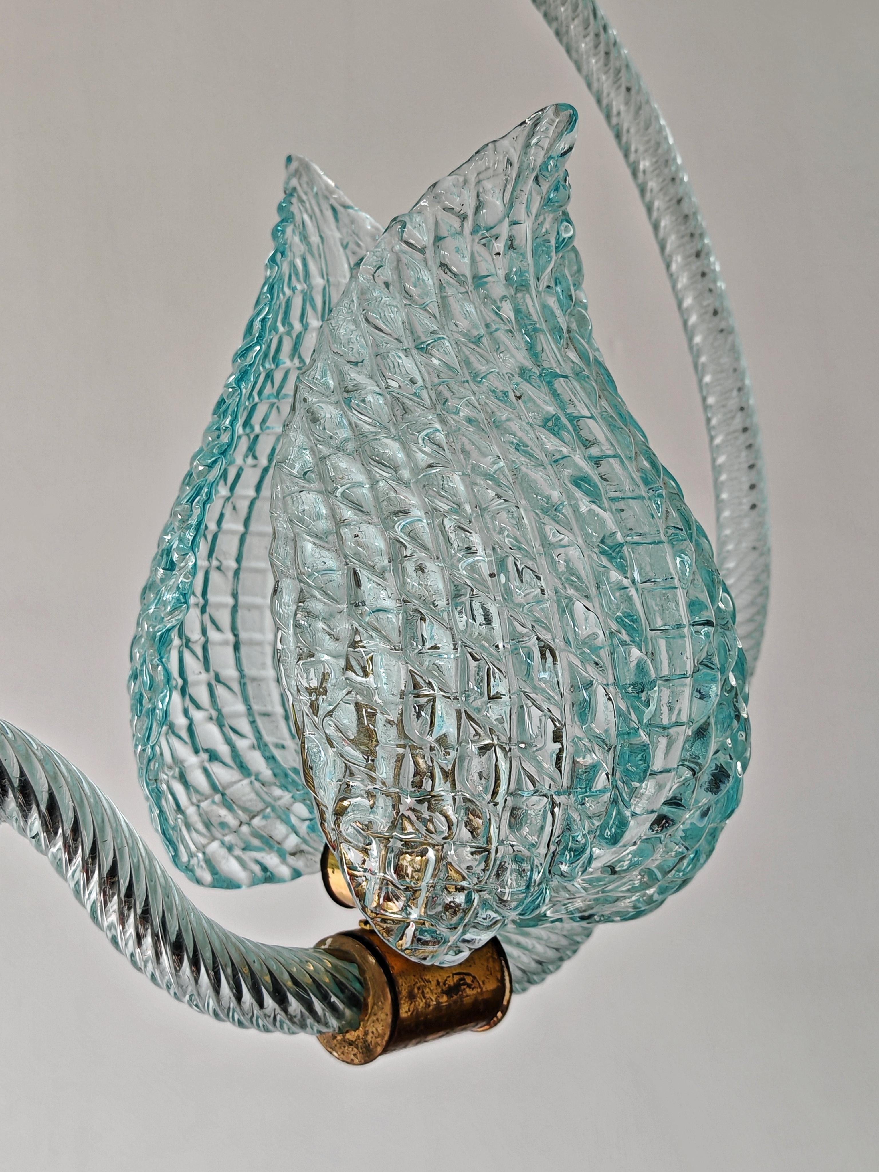 Mid-20th Century Rare Mid Century Modern Blue Jewel Pendant by Barovier and Toso, Italy 1950s For Sale