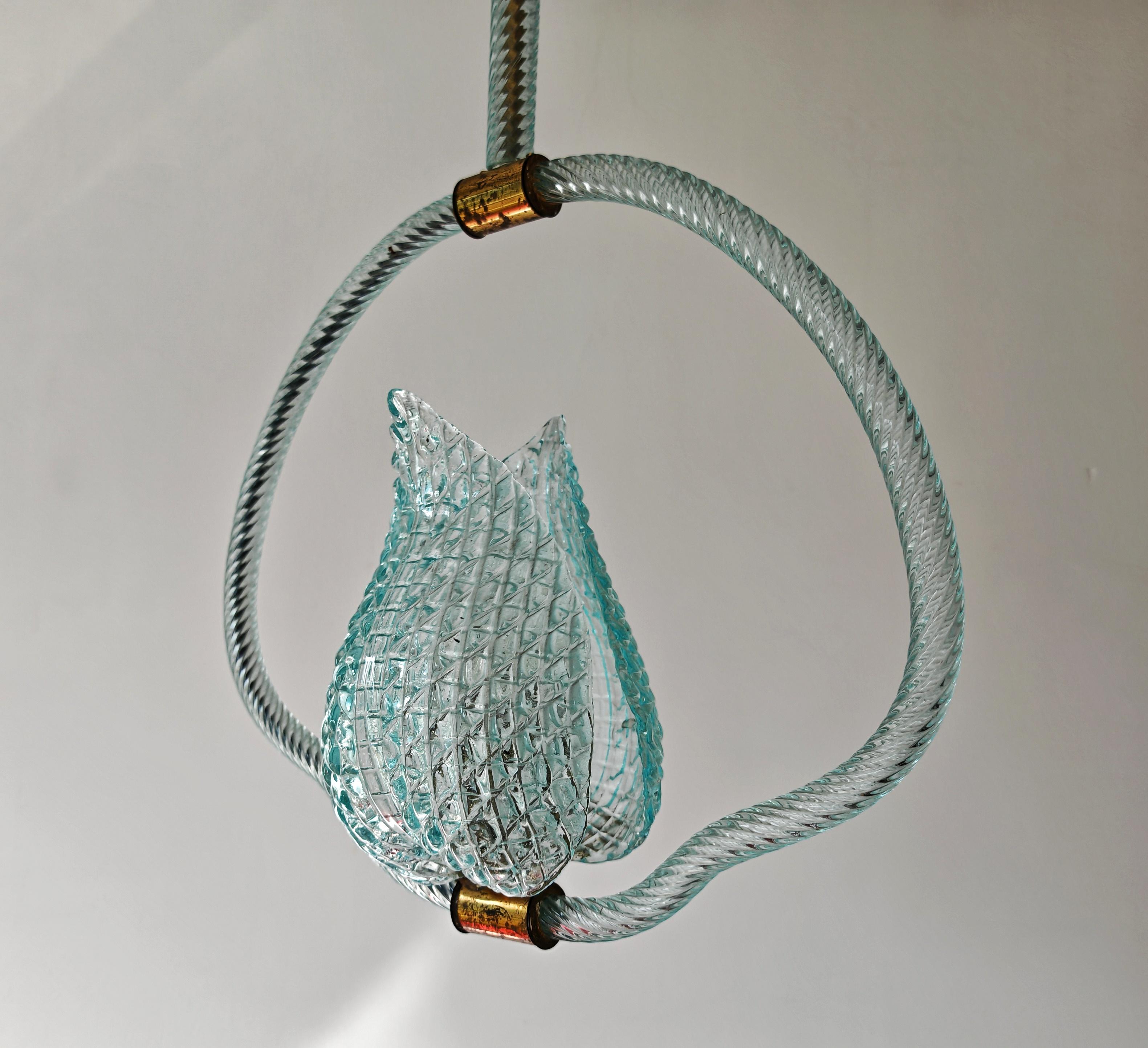 Rare Mid Century Modern Blue Jewel Pendant by Barovier and Toso, Italy 1950s For Sale 1