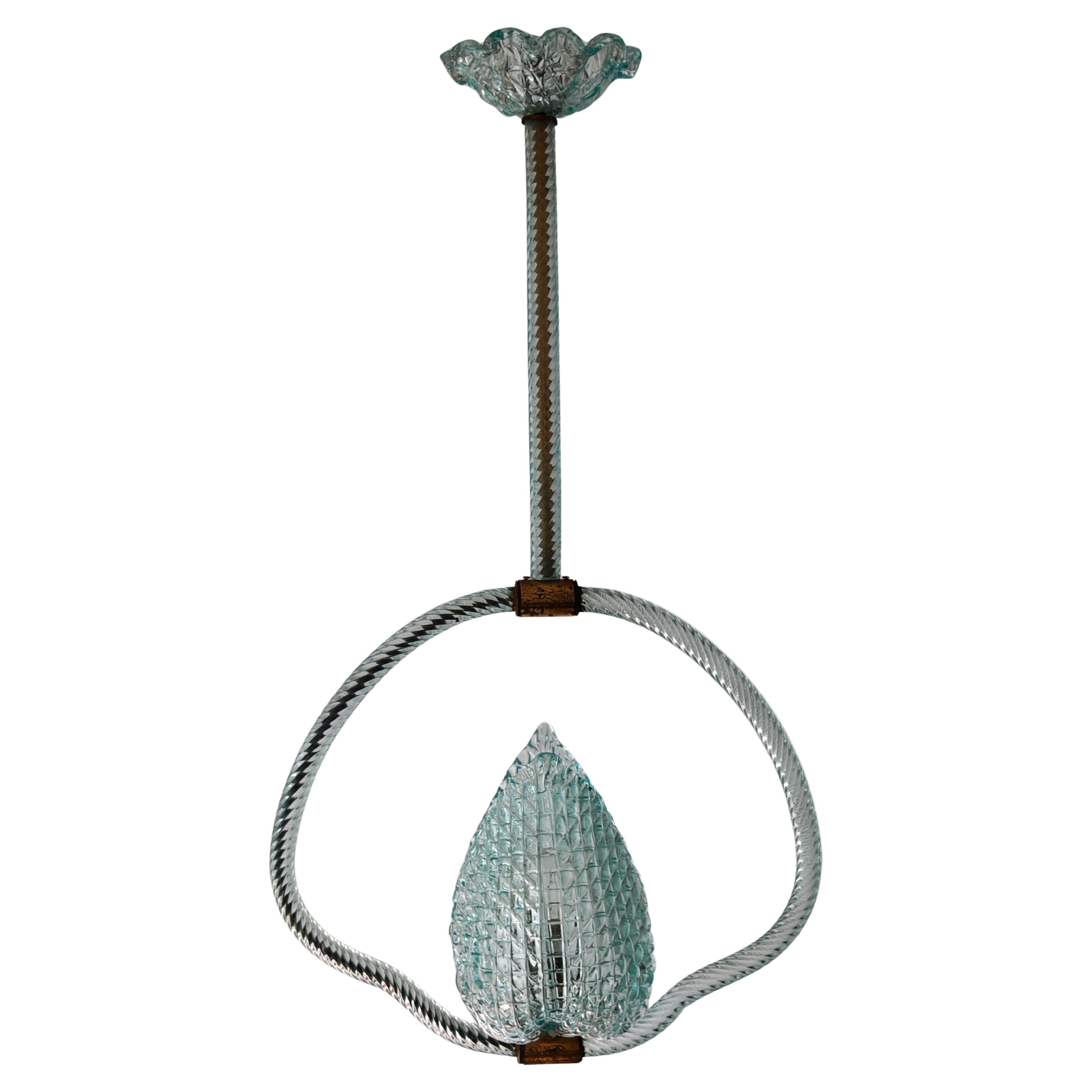 Rare Mid Century Modern Blue Jewel Pendant by Barovier and Toso, Italy 1950s