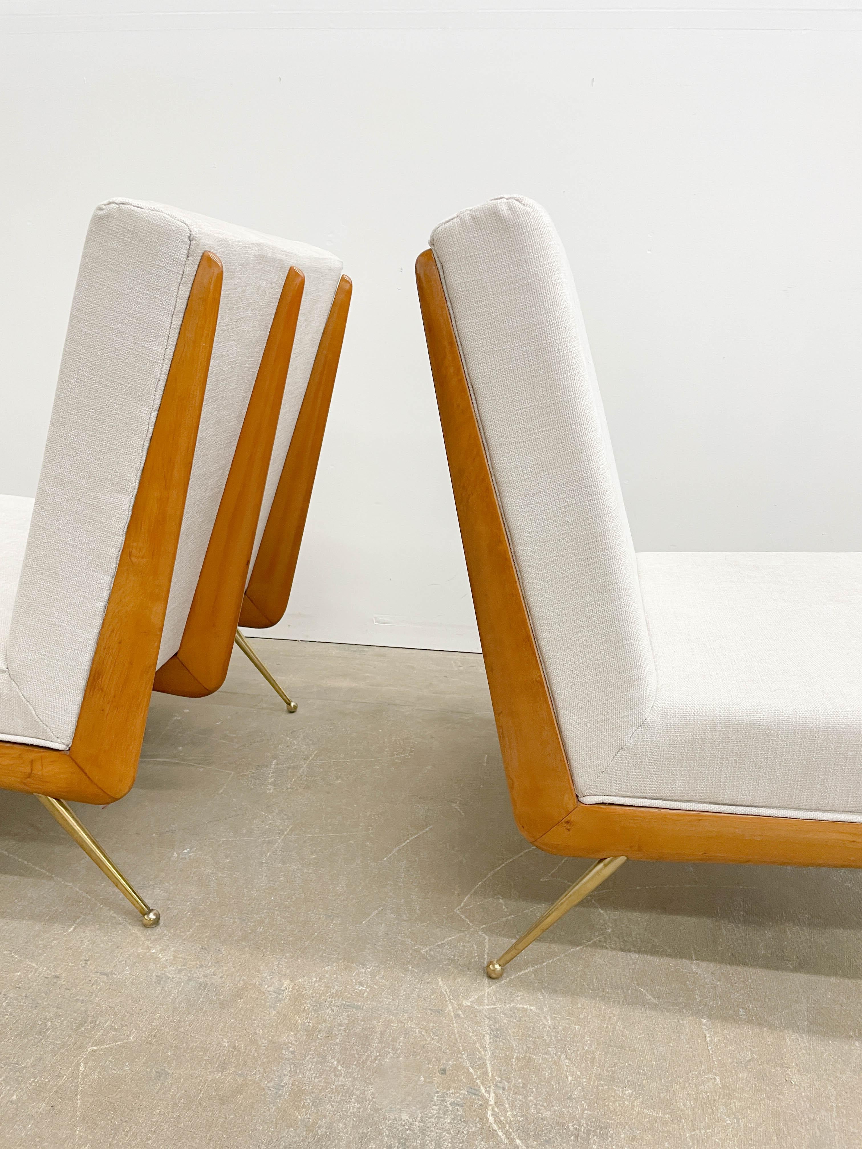 Birch Rare Mid Century Modern Boomerang Chairs by Artcraft / Robinson-Johnson