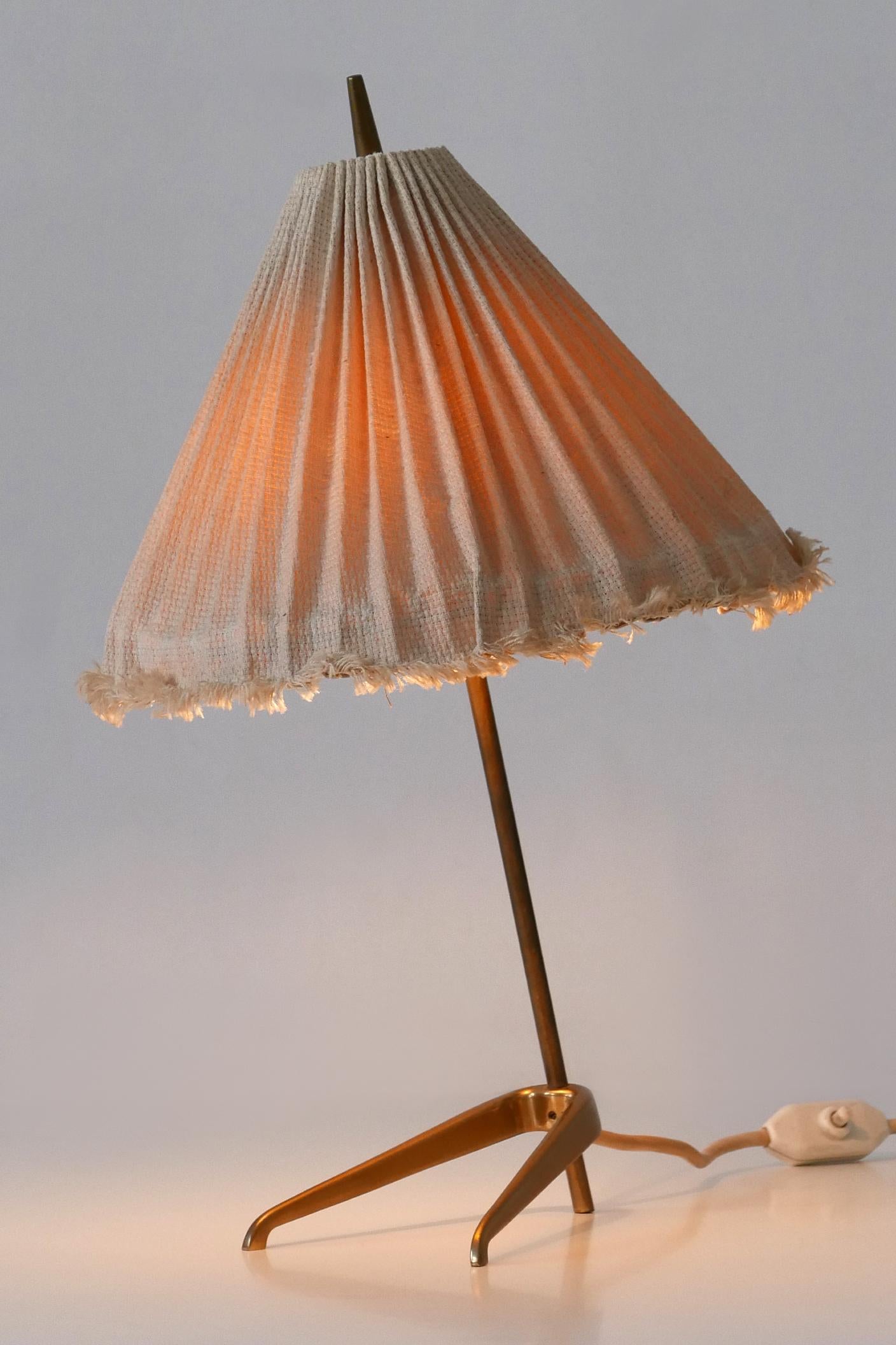 Rare Mid-Century Modern Brass Crowfoot Table Lamp by J.T. Kalmar Austria 1950s For Sale 5