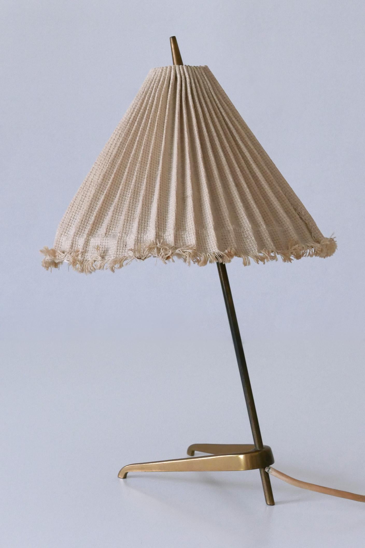 Rare Mid-Century Modern Brass Crowfoot Table Lamp by J.T. Kalmar Austria 1950s For Sale 1