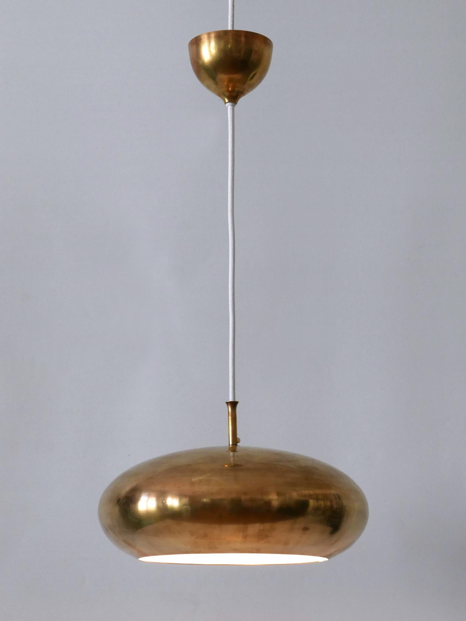 Rare Mid Century Modern Brass Pendant Lamp by Falkenbergs Belysning Sweden 1960s For Sale 4