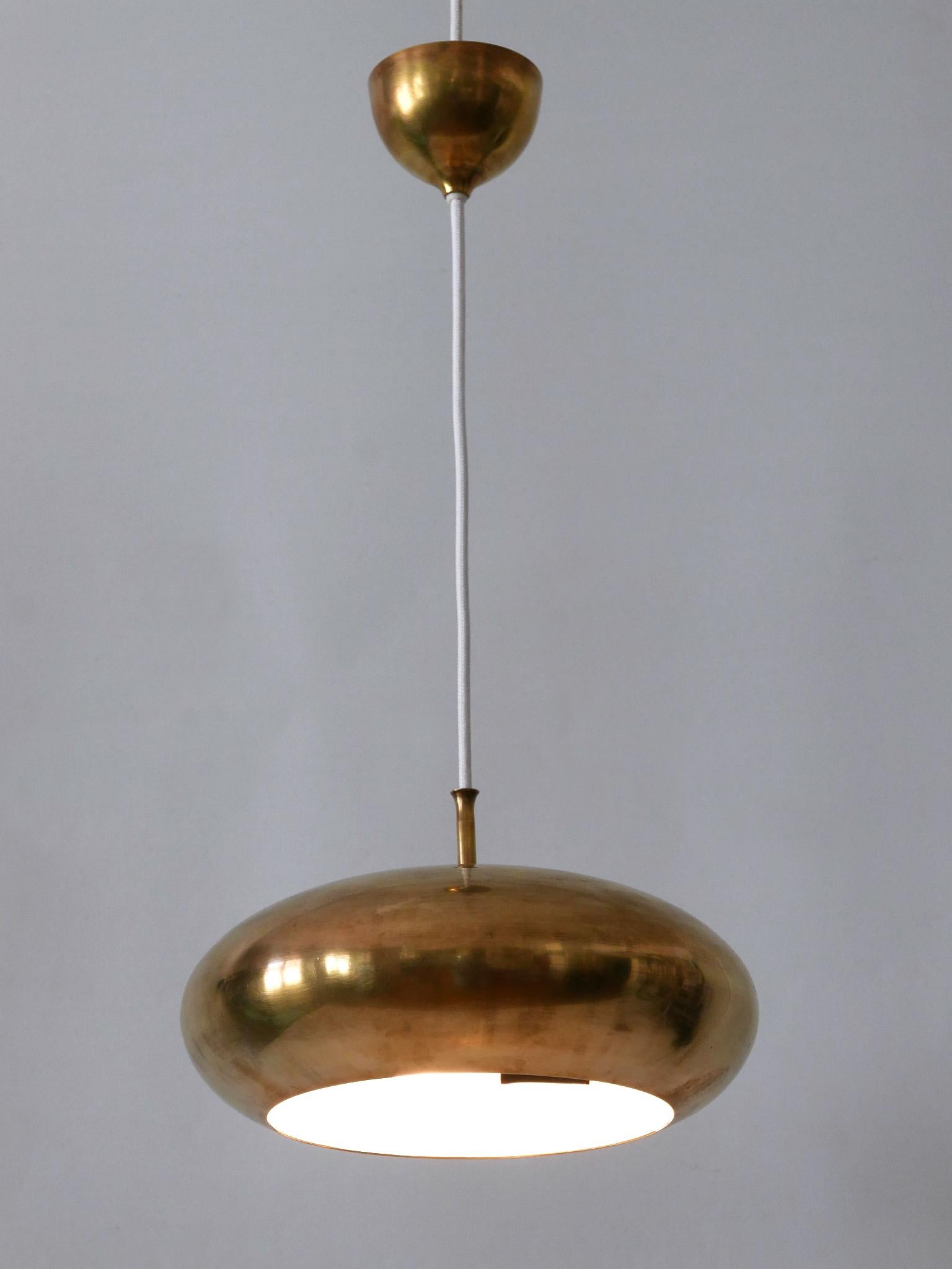 Rare Mid Century Modern Brass Pendant Lamp by Falkenbergs Belysning Sweden 1960s For Sale 5