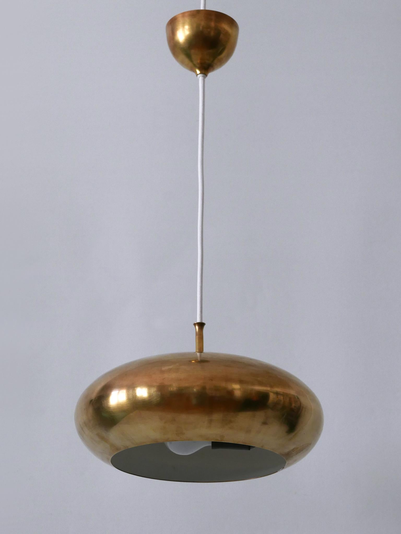 Rare Mid Century Modern Brass Pendant Lamp by Falkenbergs Belysning Sweden 1960s For Sale 6