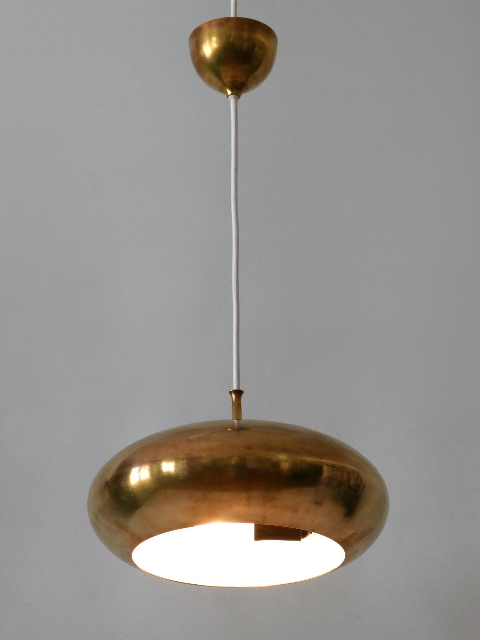 Rare Mid Century Modern Brass Pendant Lamp by Falkenbergs Belysning Sweden 1960s For Sale 7