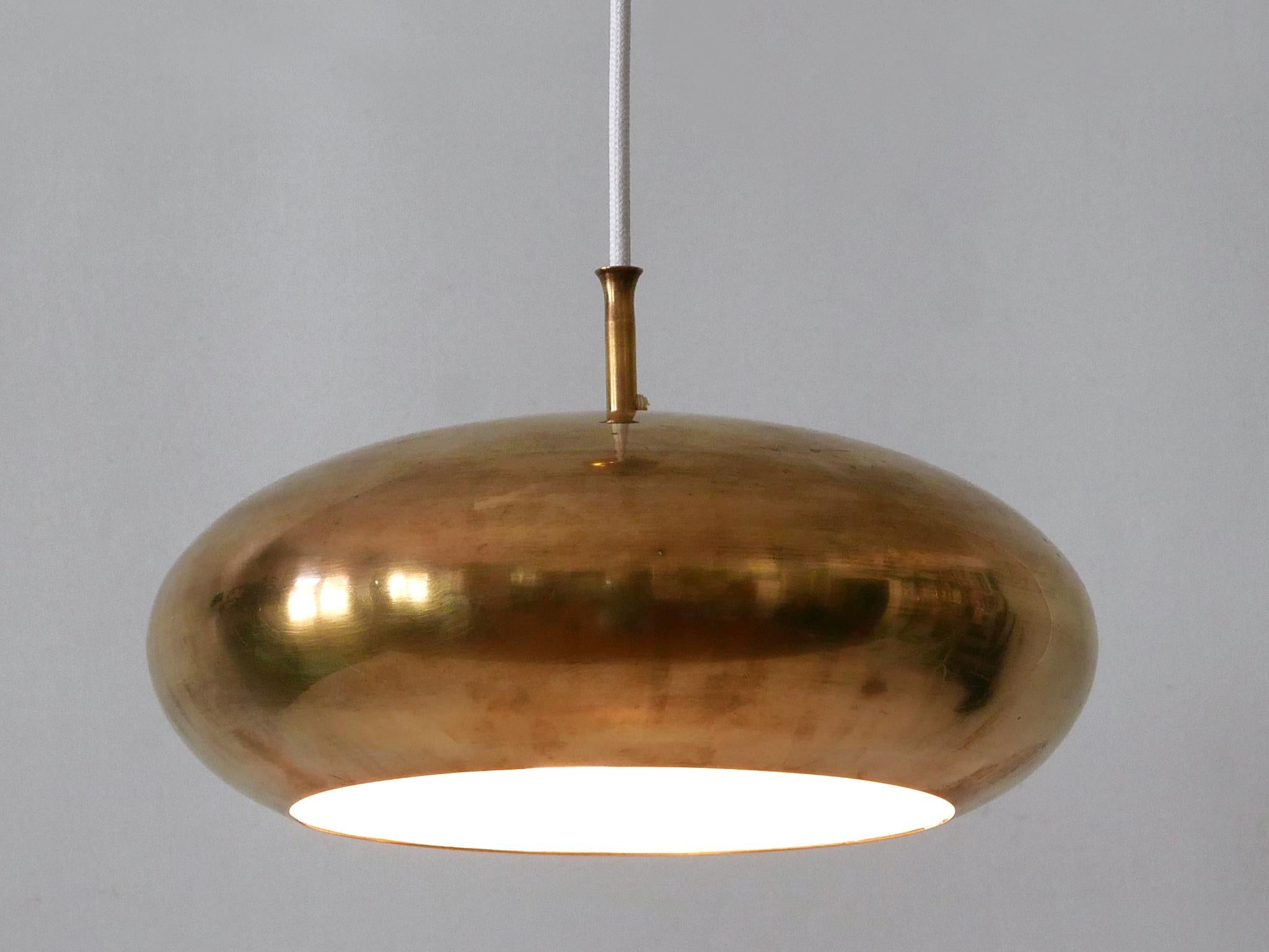 Rare Mid Century Modern Brass Pendant Lamp by Falkenbergs Belysning Sweden 1960s For Sale 8