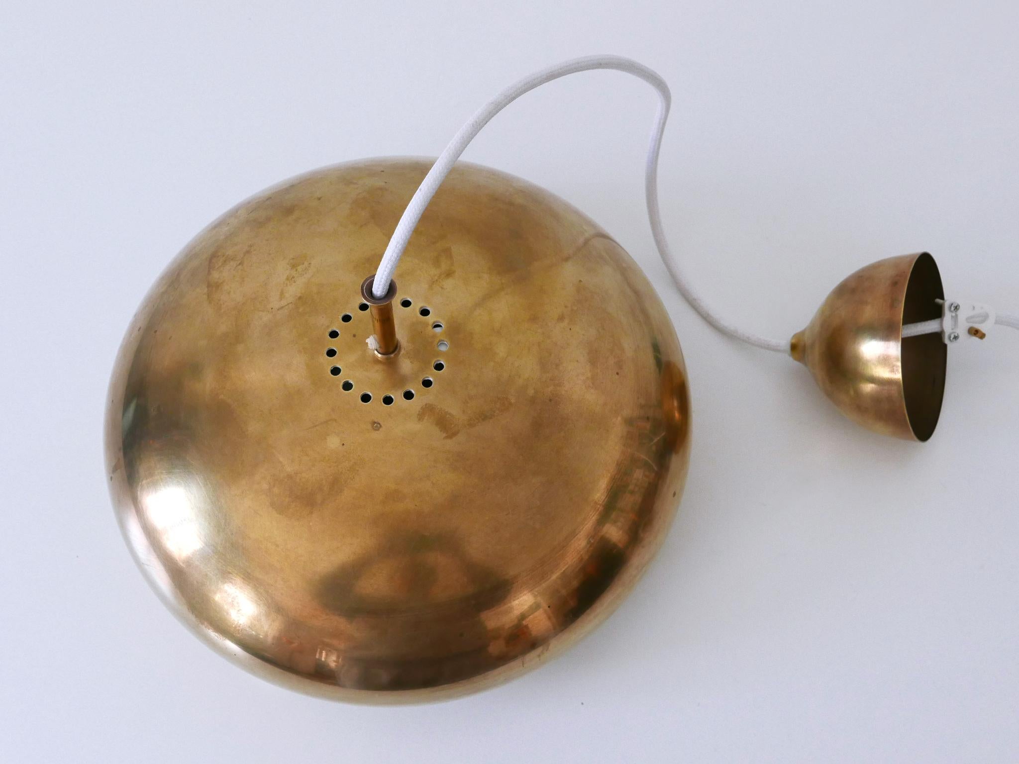 Rare Mid Century Modern Brass Pendant Lamp by Falkenbergs Belysning Sweden 1960s For Sale 11