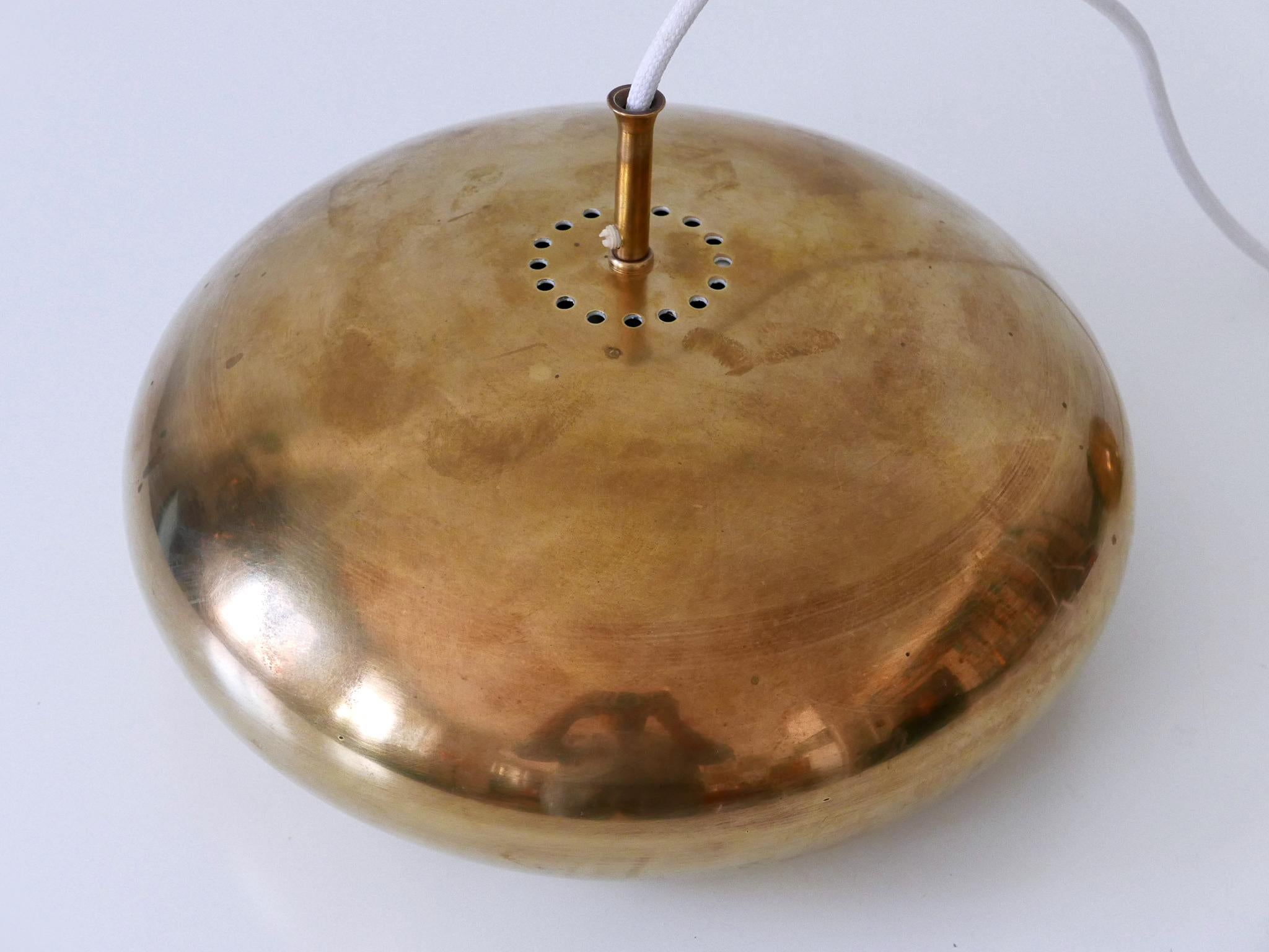 Rare Mid Century Modern Brass Pendant Lamp by Falkenbergs Belysning Sweden 1960s For Sale 12