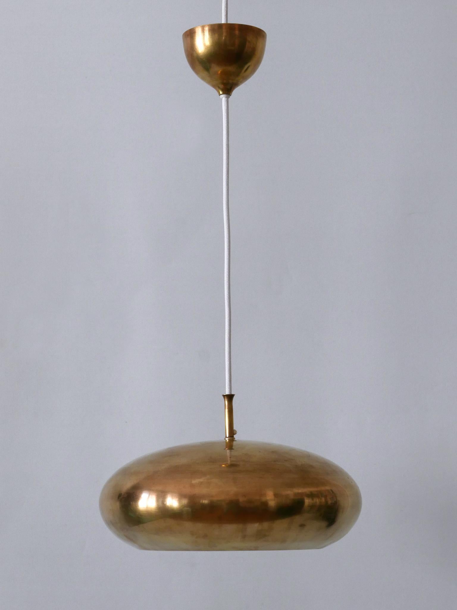 Swedish Rare Mid Century Modern Brass Pendant Lamp by Falkenbergs Belysning Sweden 1960s For Sale