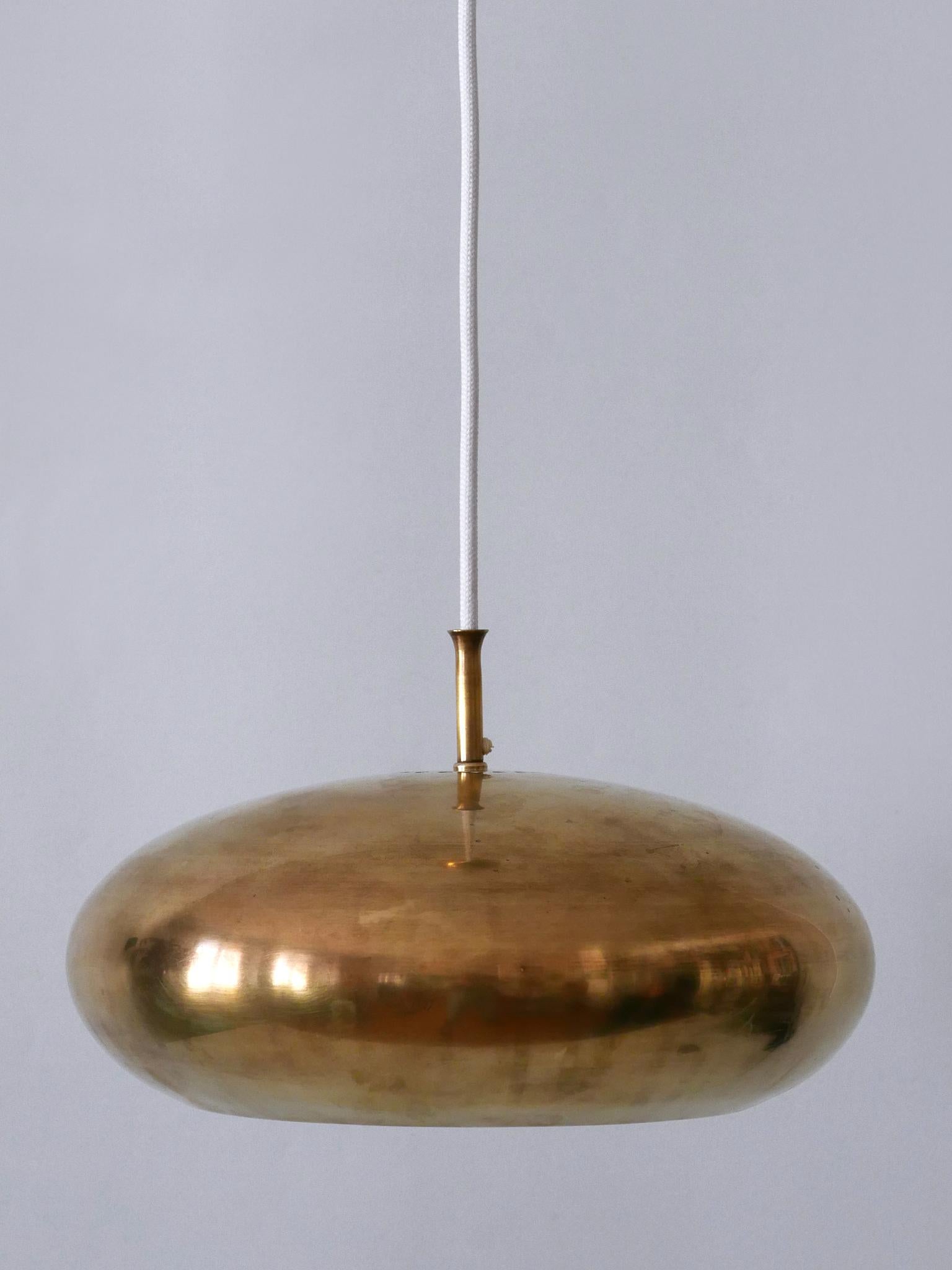 Mid-20th Century Rare Mid Century Modern Brass Pendant Lamp by Falkenbergs Belysning Sweden 1960s For Sale