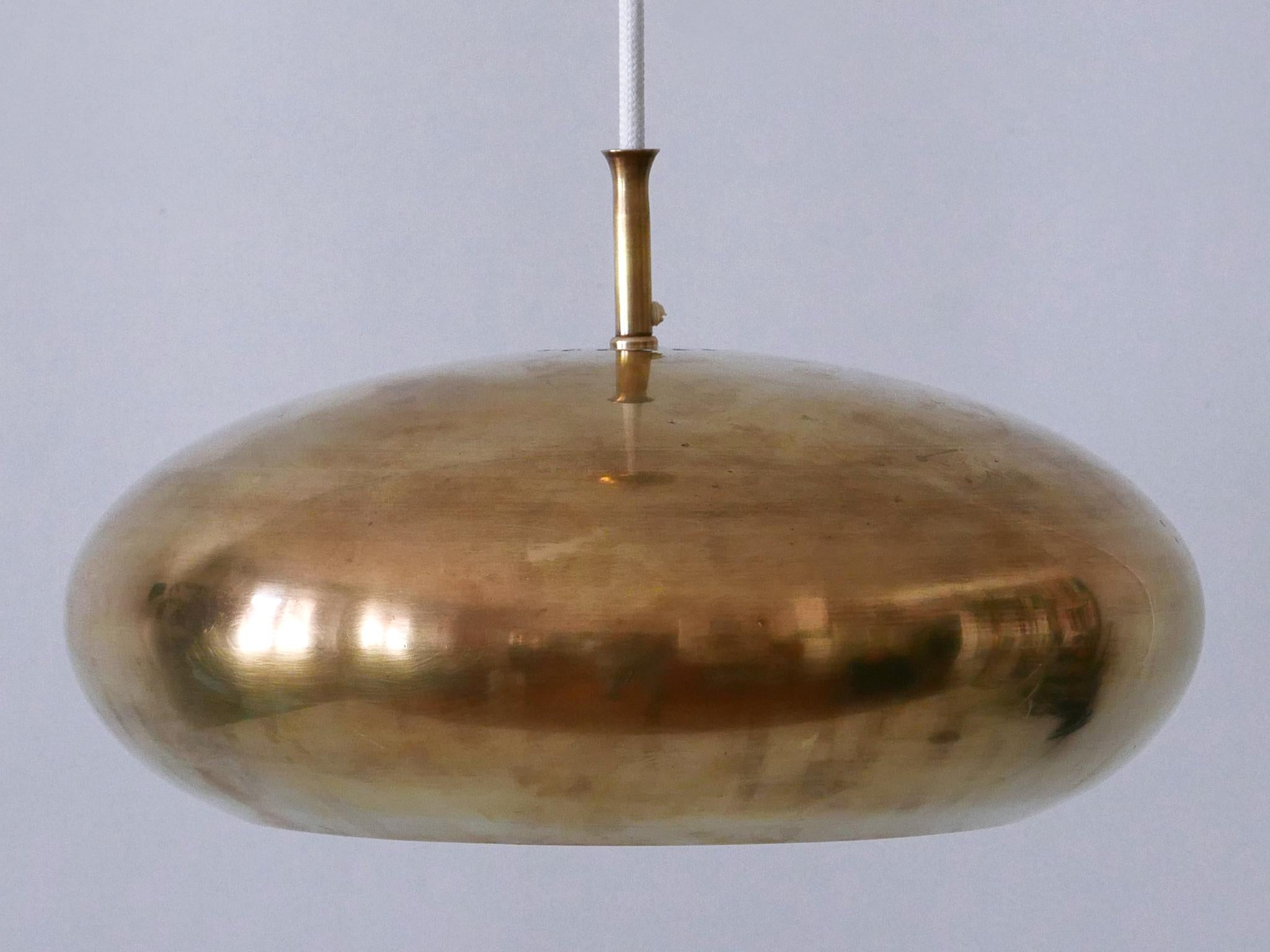 Rare Mid Century Modern Brass Pendant Lamp by Falkenbergs Belysning Sweden 1960s For Sale 1