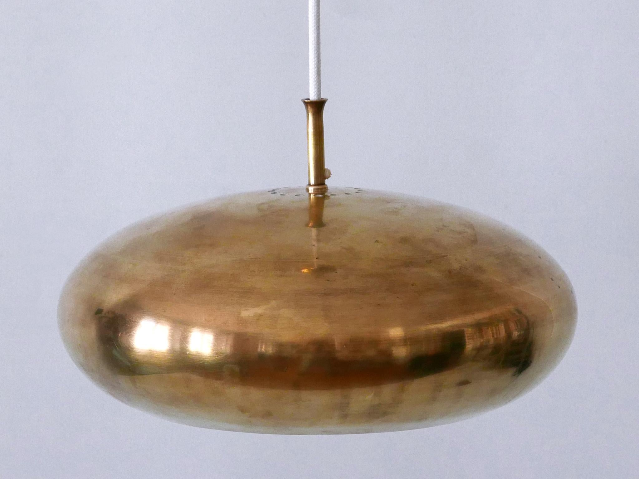 Rare Mid Century Modern Brass Pendant Lamp by Falkenbergs Belysning Sweden 1960s For Sale 2