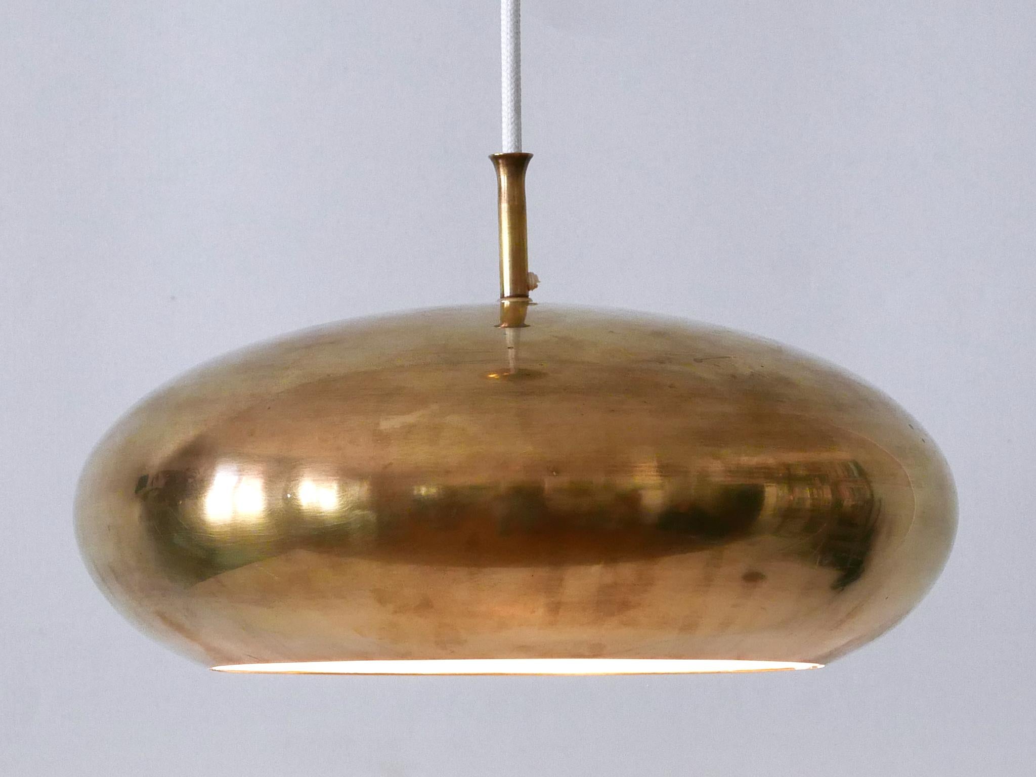 Rare Mid Century Modern Brass Pendant Lamp by Falkenbergs Belysning Sweden 1960s For Sale 3