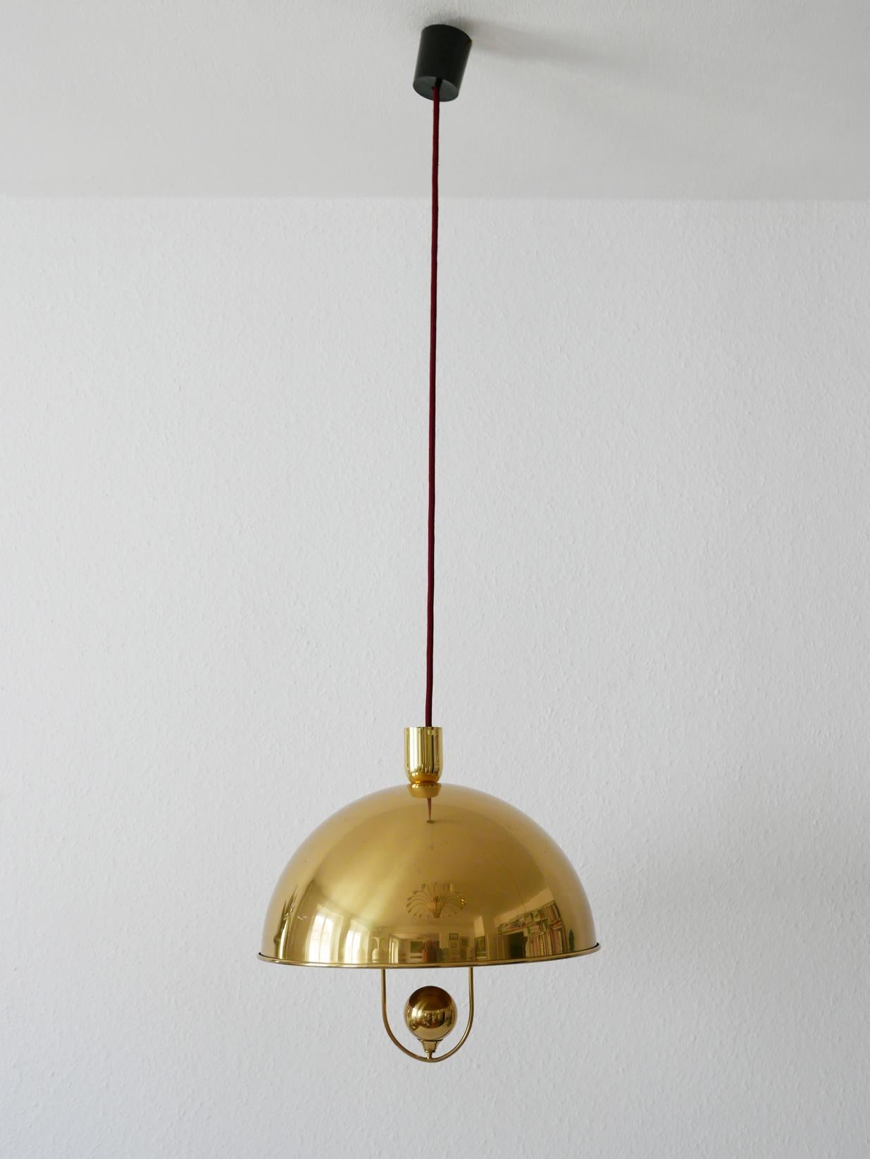 mid century brass pendant light