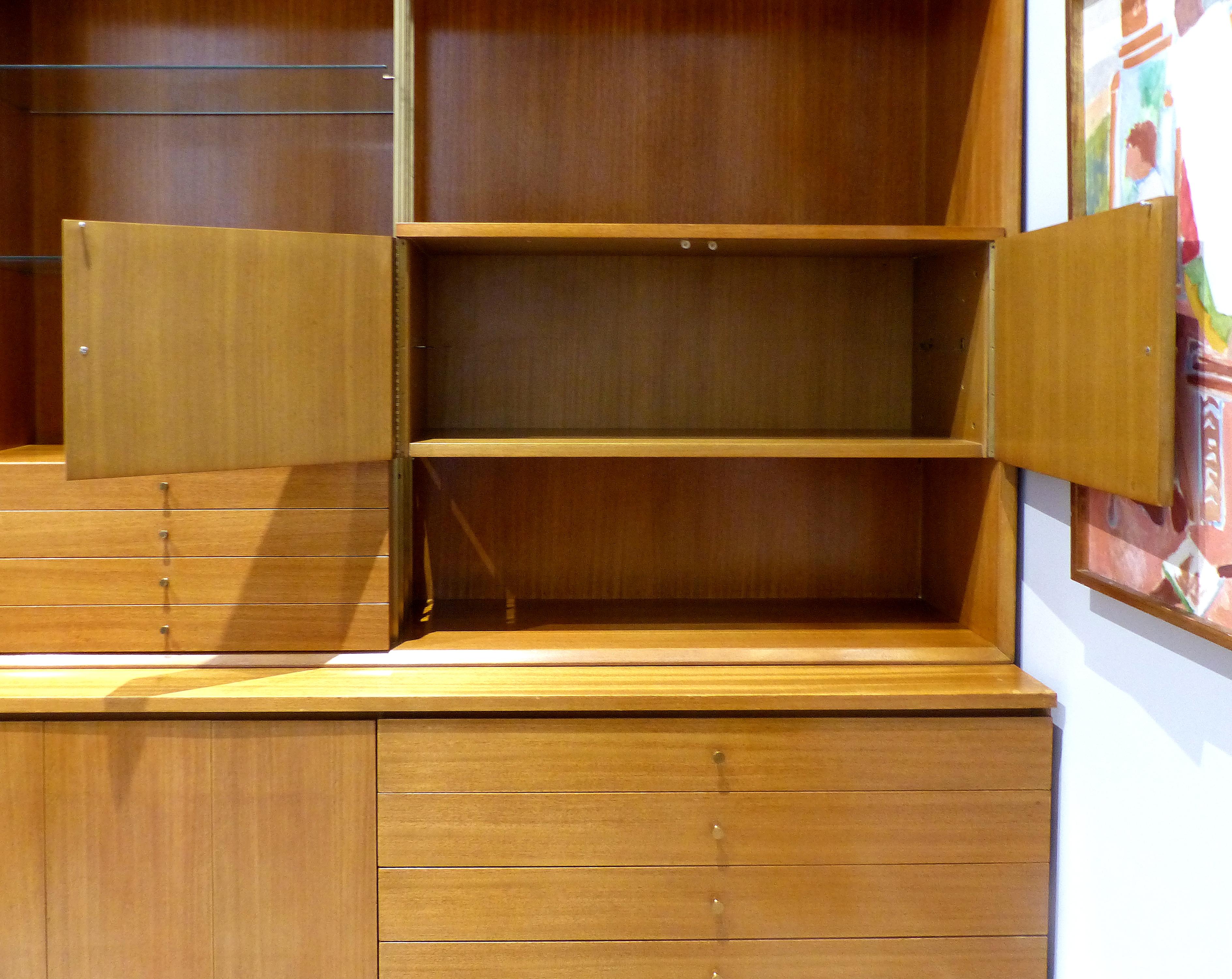 Brass Paul McCobb Calvin Furniture Mid-Century Modern Breakfront, Rare 