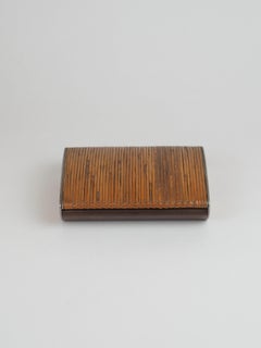 Rare Mid-Century Modern Cane-Wrapped Walnut Brass Cigarette Box Carl Auböck II
