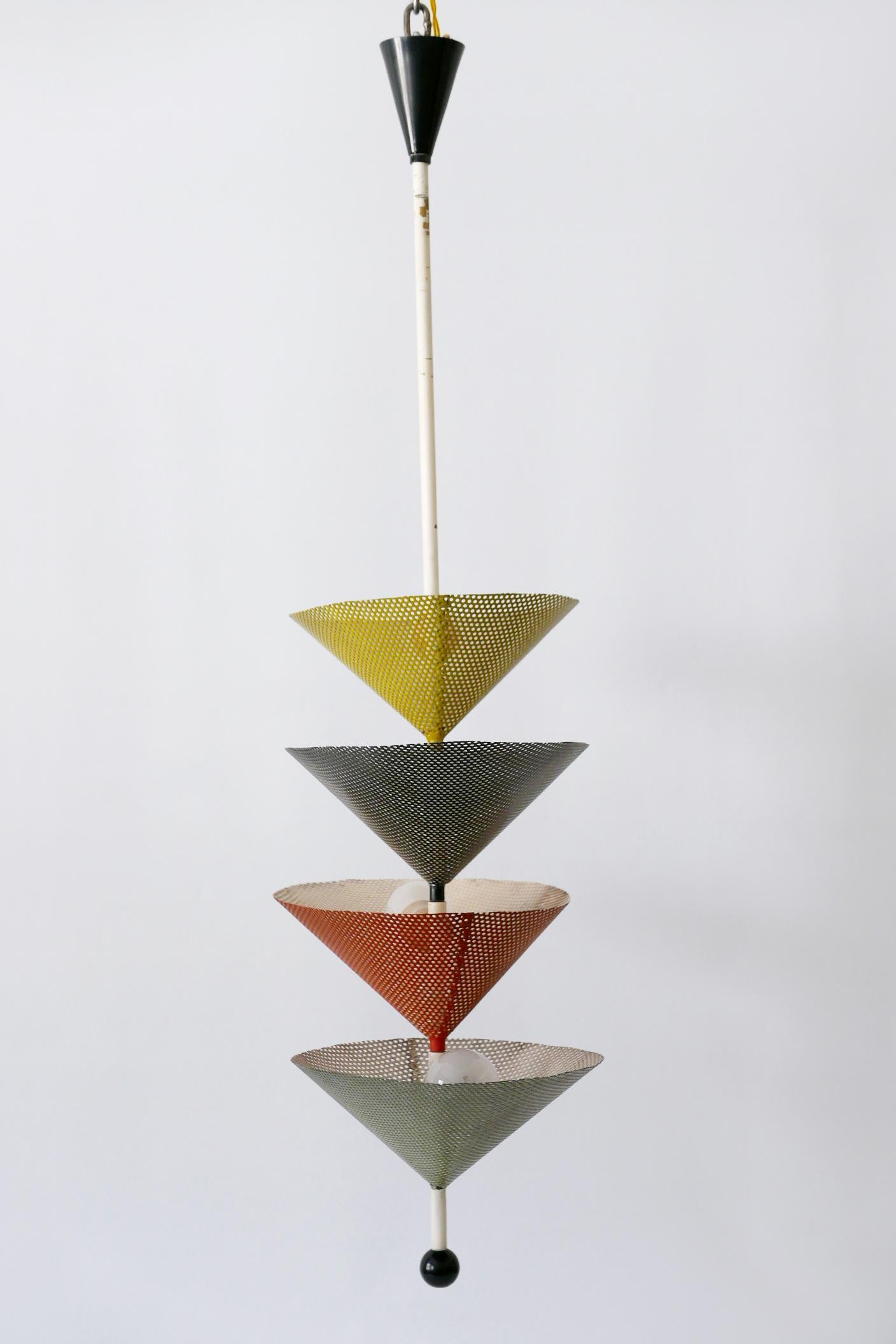 Rare Mid-Century Modern Chandelier or Pendant Lamp by Mathieu Matégot 1950s 4