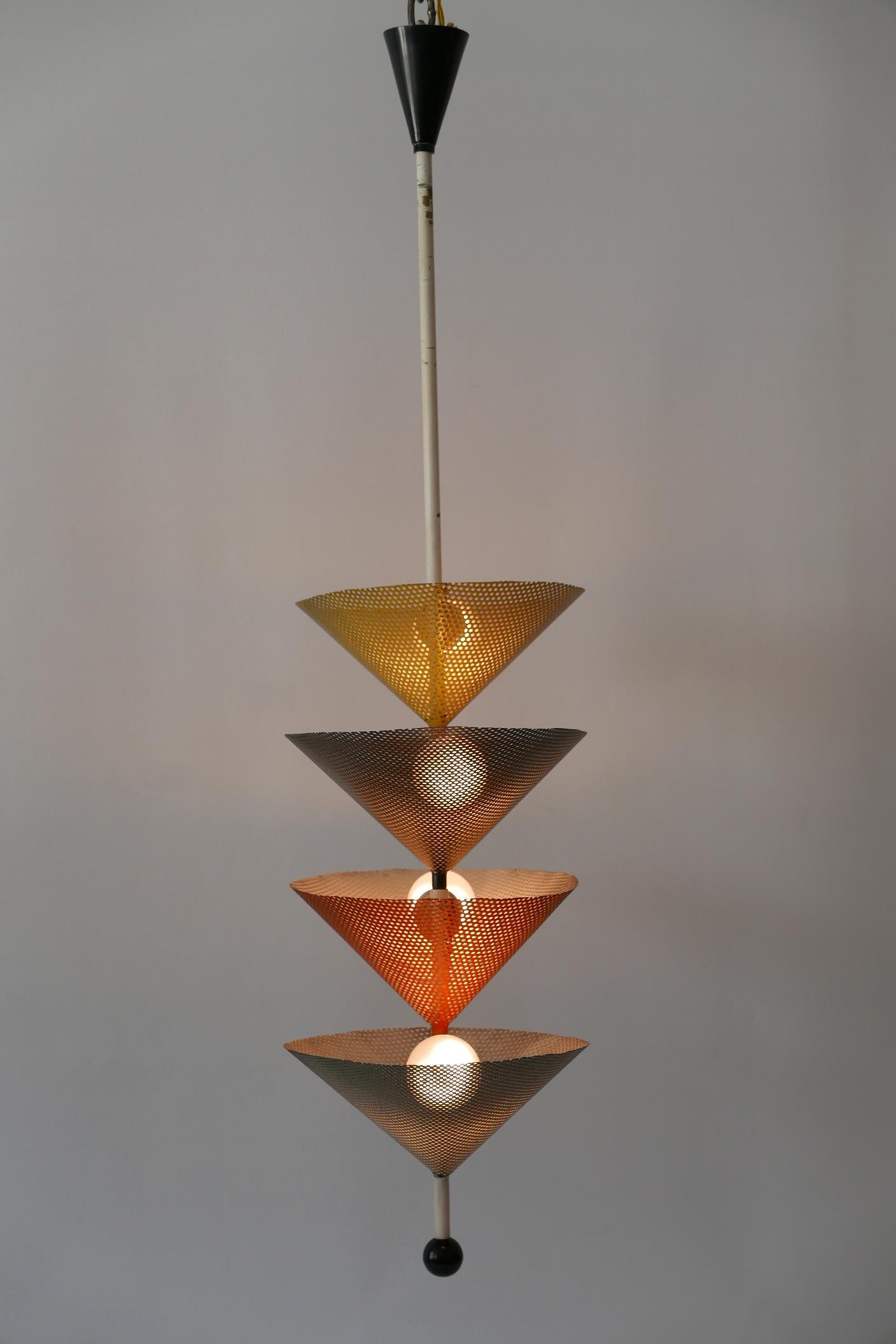 Rare Mid-Century Modern Chandelier or Pendant Lamp by Mathieu Matégot 1950s For Sale 5