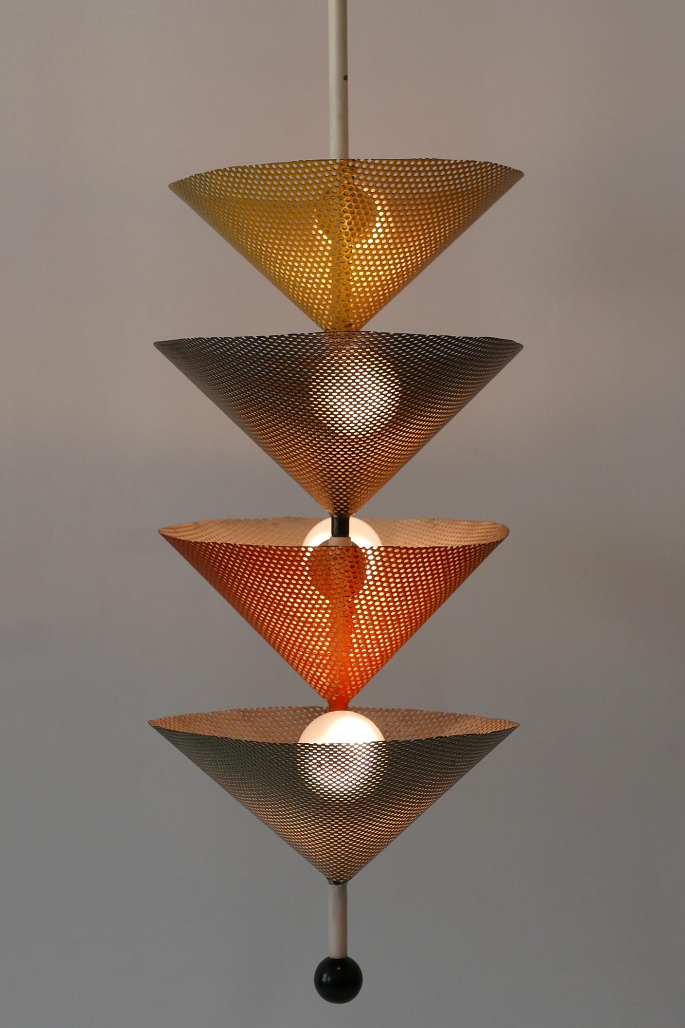 Rare Mid-Century Modern Chandelier or Pendant Lamp by Mathieu Matégot 1950s 7