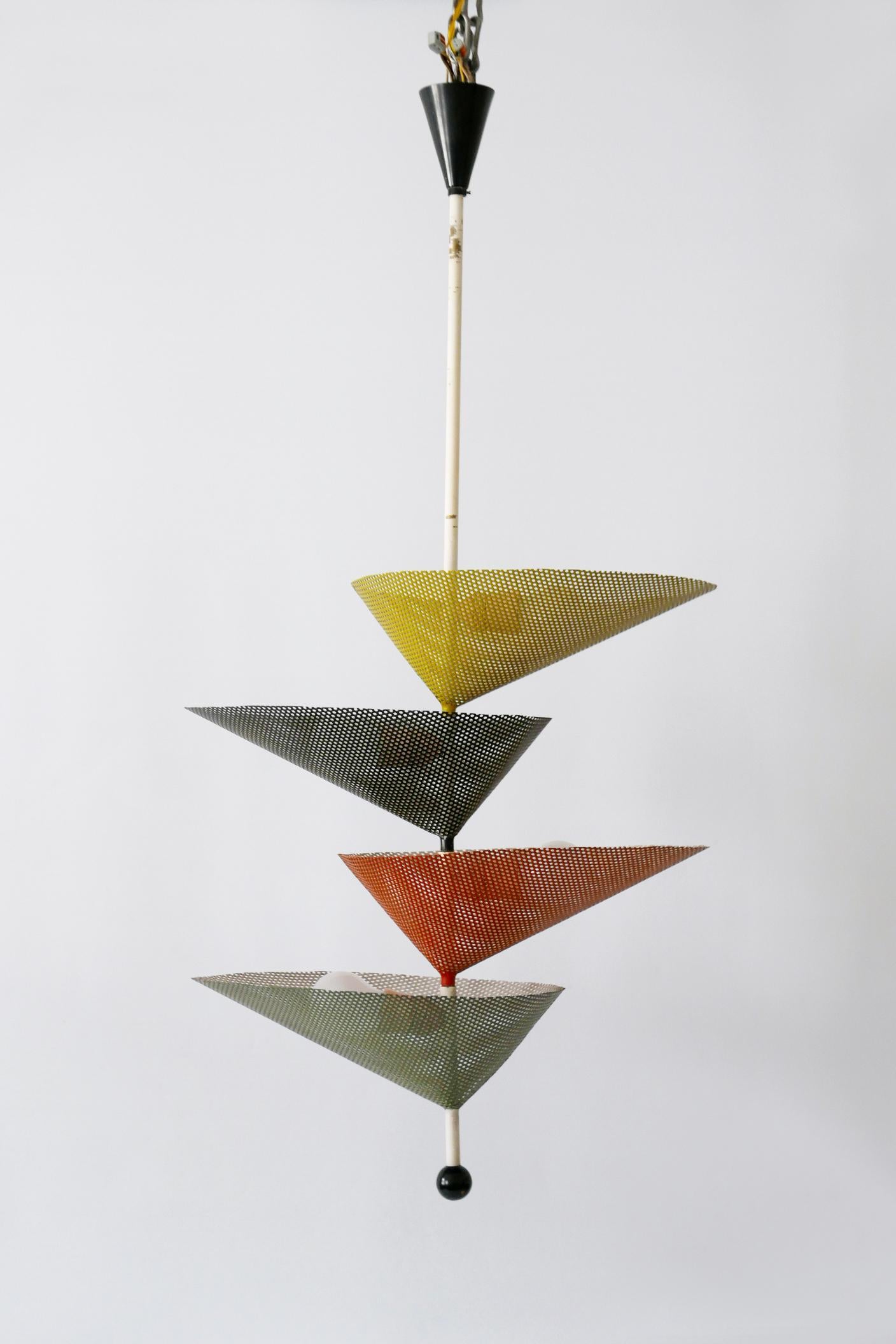 Rare Mid-Century Modern Chandelier or Pendant Lamp by Mathieu Matégot 1950s For Sale 8