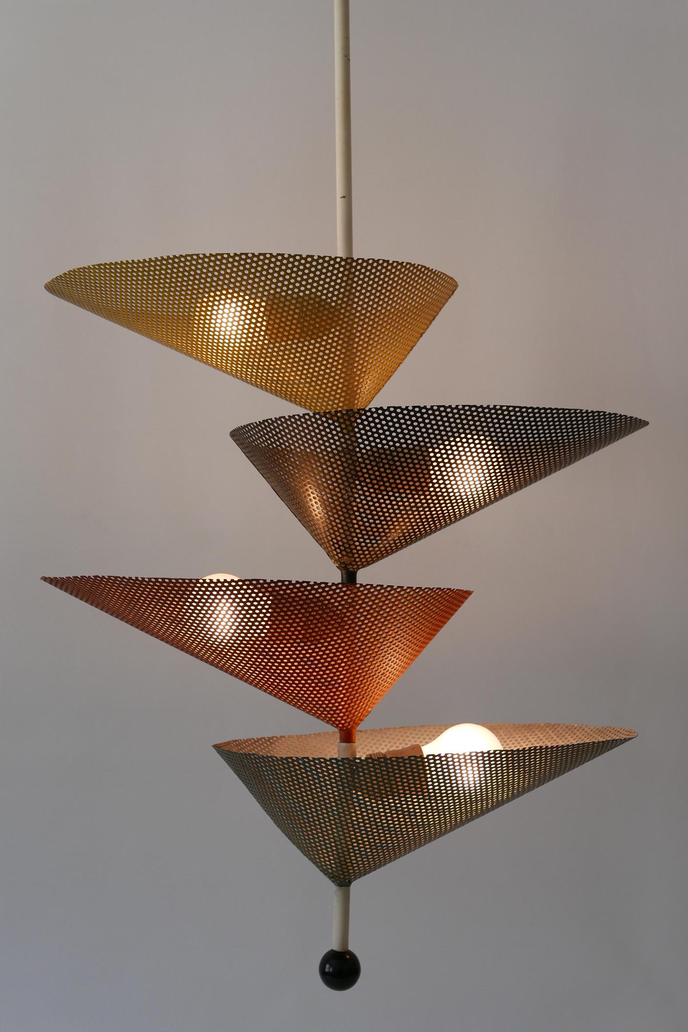 Rare Mid-Century Modern Chandelier or Pendant Lamp by Mathieu Matégot 1950s 9