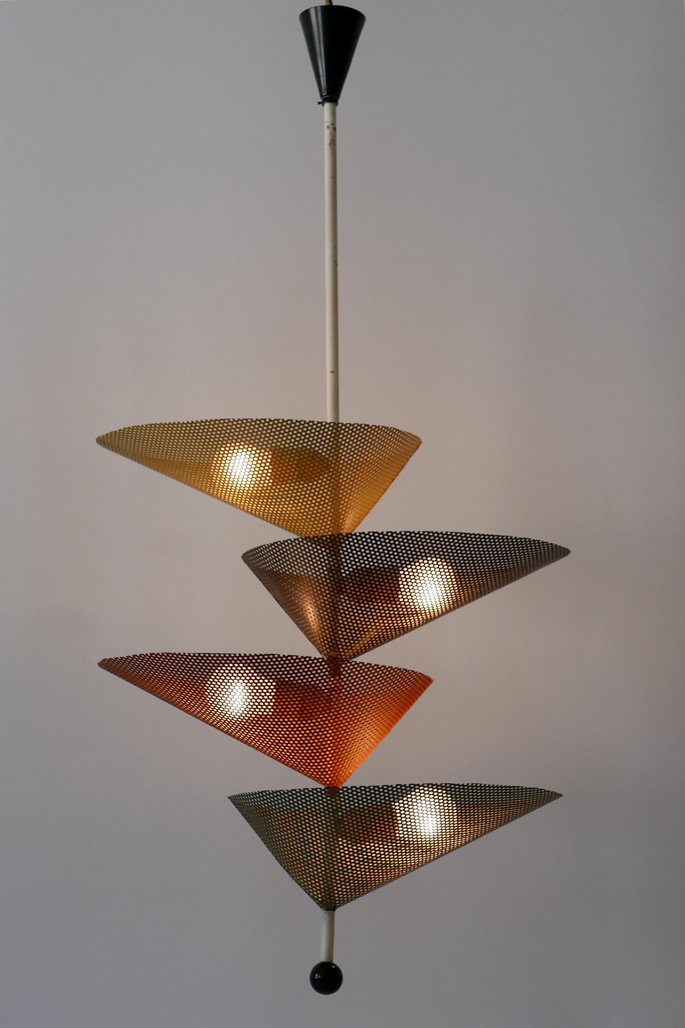 Rare Mid-Century Modern Chandelier or Pendant Lamp by Mathieu Matégot 1950s 10